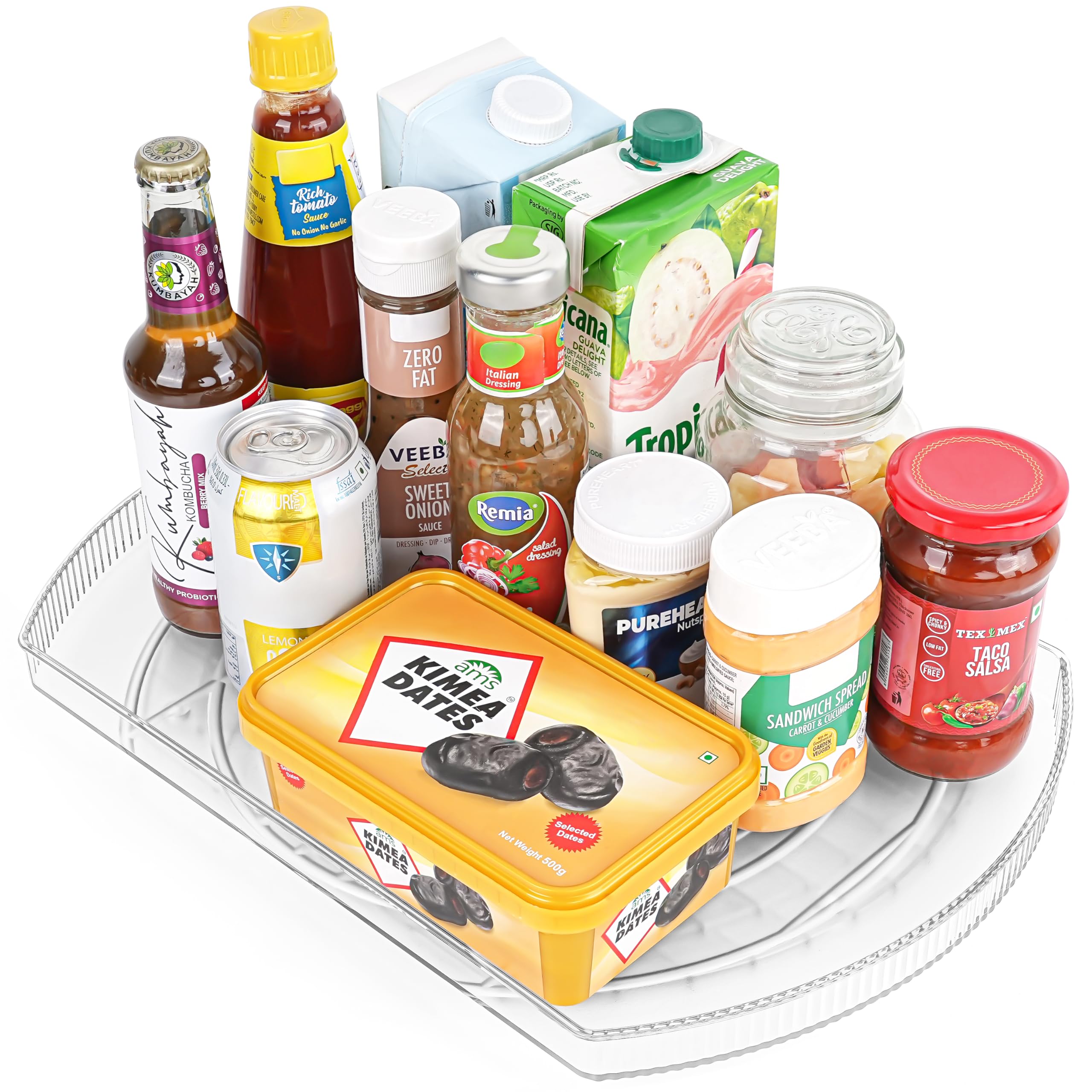 Winter Shore Rechteckiger Drehteller Kühlschrank - Rechteckiger Organizer Drehbar & Verschiebbar - Lazy Susan Drehteller für Kühlschrank, Küche, Vorratsschränke, Arbeitsplatte - 42 x 28 x 3,5 cm