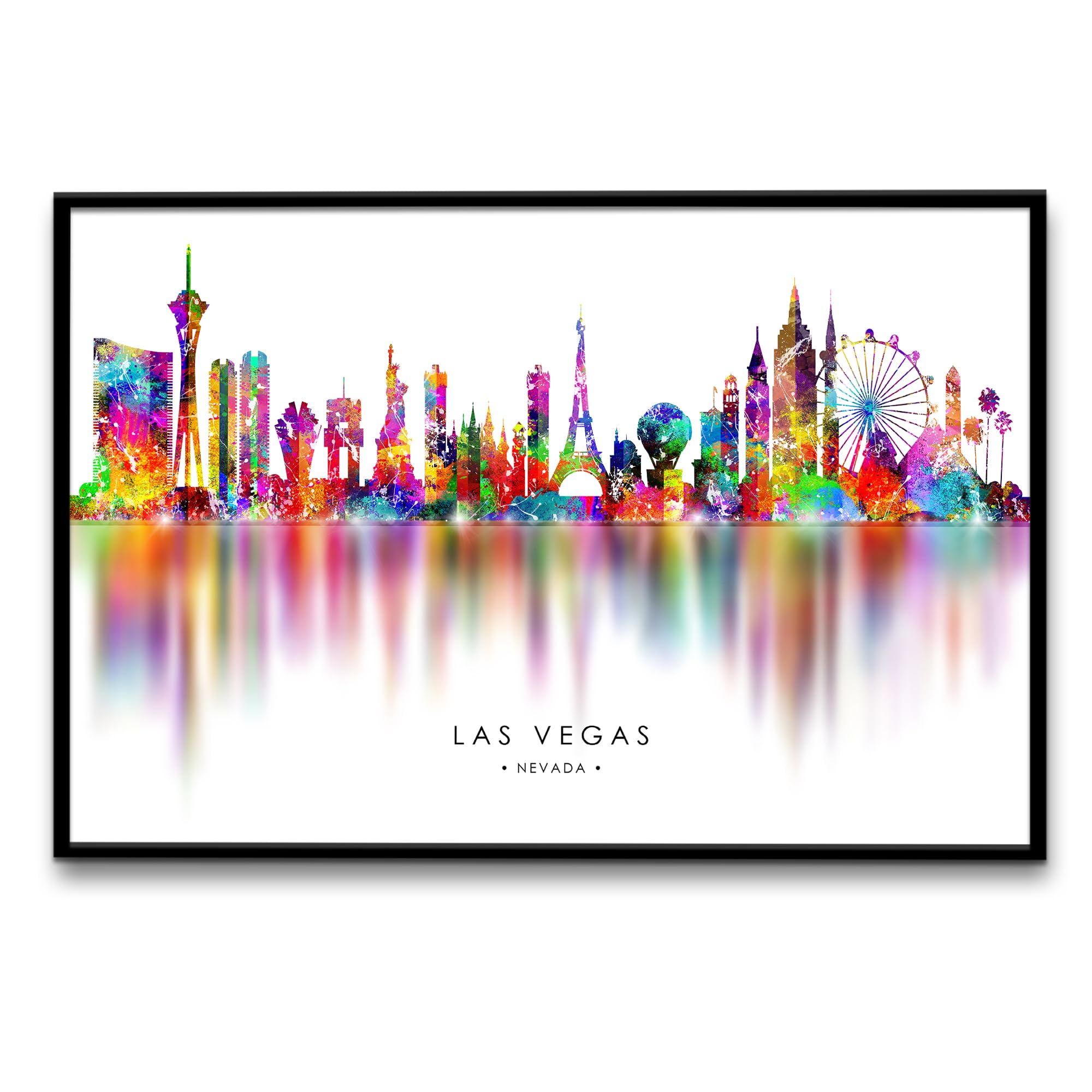 Amazon.com: Las Vegas Skyline Poster Abstract Colorful Cityscape