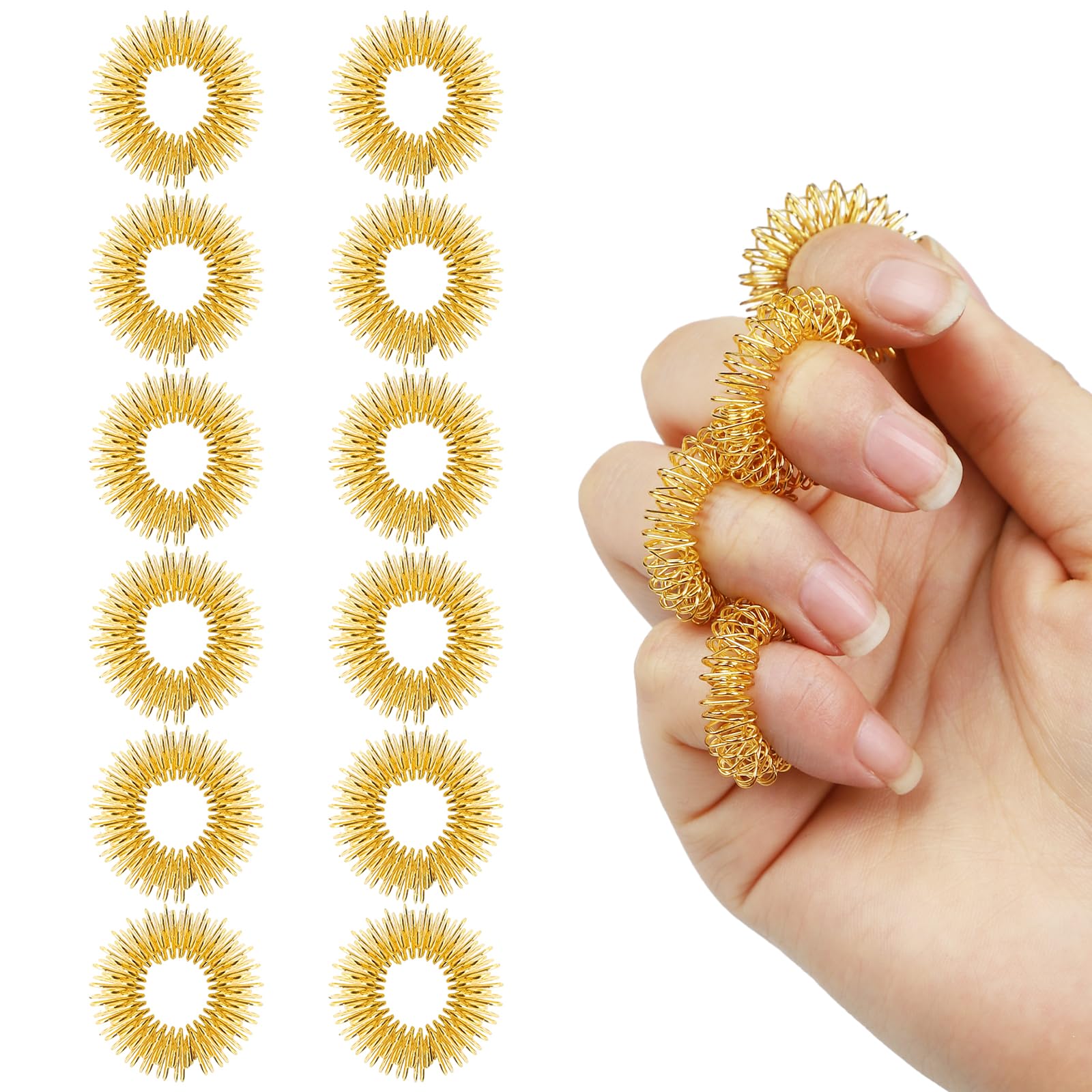 Fidget Acupressure Rings LLMSIX 12-Piece Fidget Rings Set - Acupressure ...
