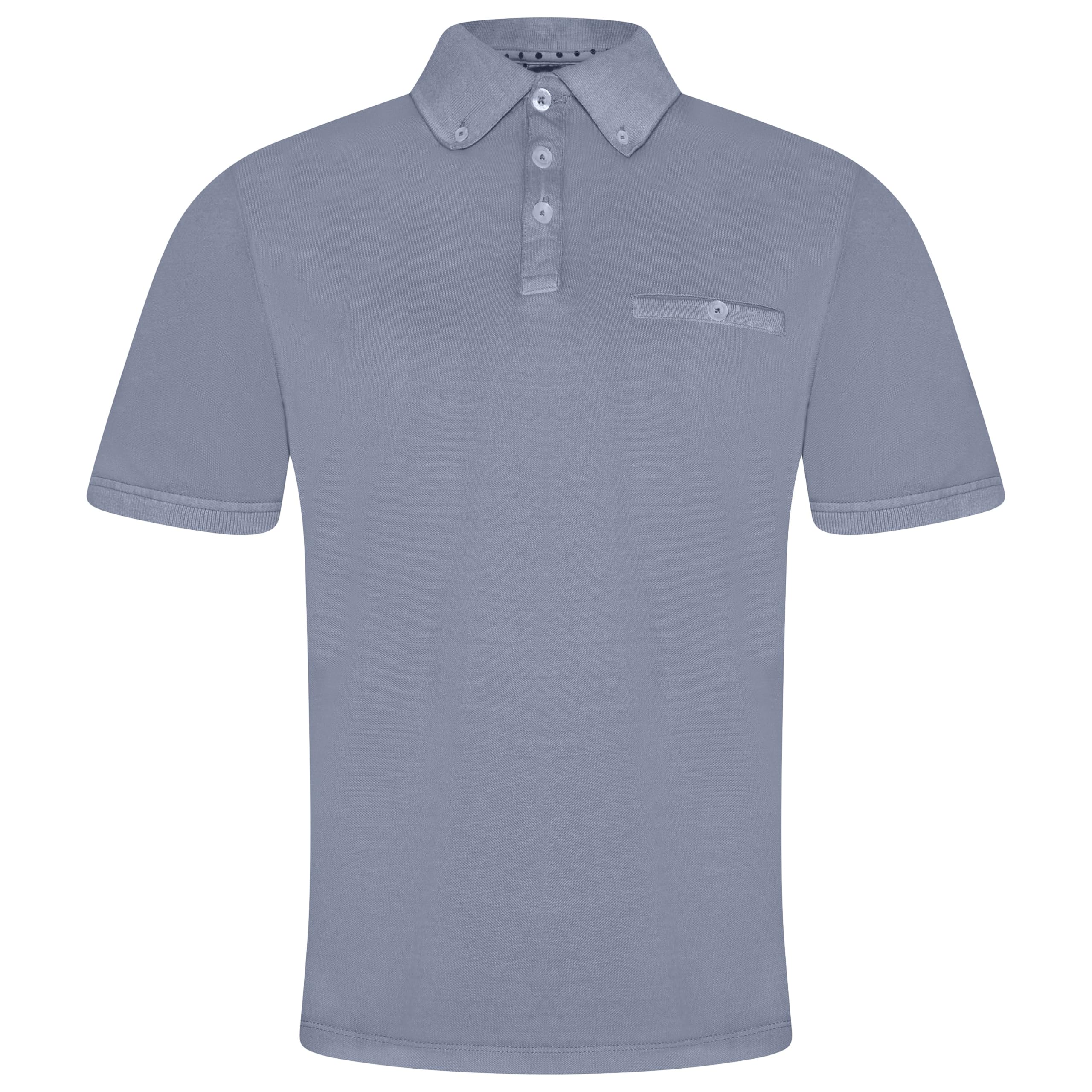 Urban Heritage Mens Button Down Short Sleeve Polo Shirt (UK, Alpha, XL, Regular, Regular, Grey Day)