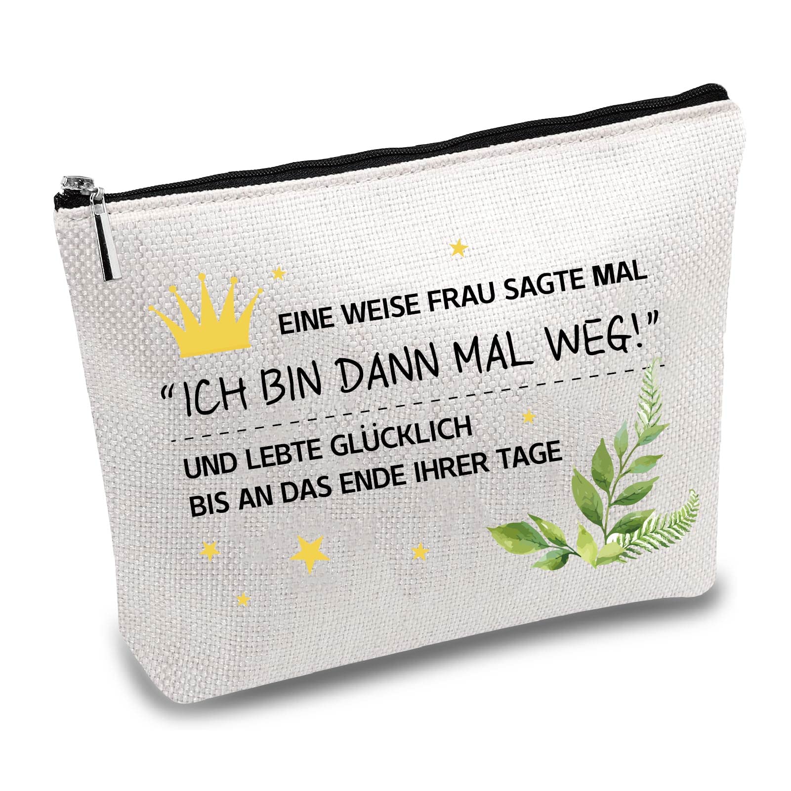 CREATCABIN Leaf Words Canvas Makeup Bags Sunflower Cosmetic Bag Multi-Purpose Pen Case with Zipper Travel Toiletry Bag for Keys Lipstick Card Women Pencil Case Gift Thanksgiving 10 x 7inch