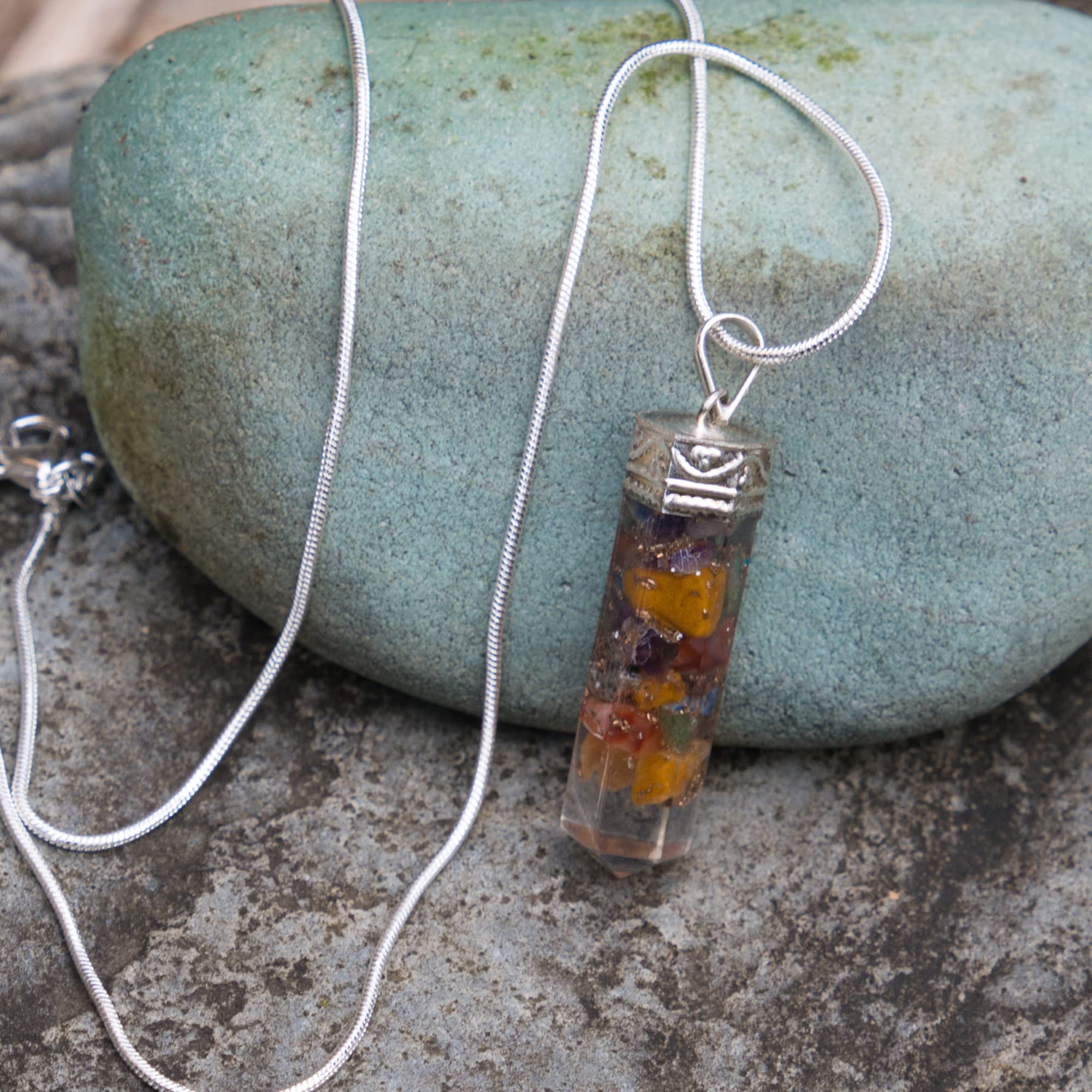 Buy AYANA Piezo Orgonite Hex Bullet Chakra Pendant Necklace 7 Types