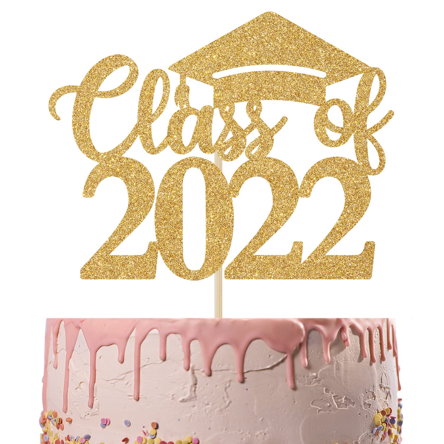Buy Gold Glitter Class Of 2022 Cake Topper Congrats Grad Supplies Grad 2022 Graduation Party 