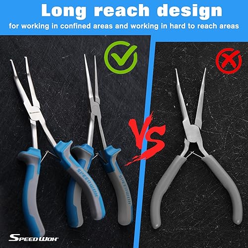 Miniatura 80 de SPEEDWOX Alicates de punta de aguja de largo alcance de 7 pulgadas, alicates de nariz delgados extra largos, mini alicates finos de alambre