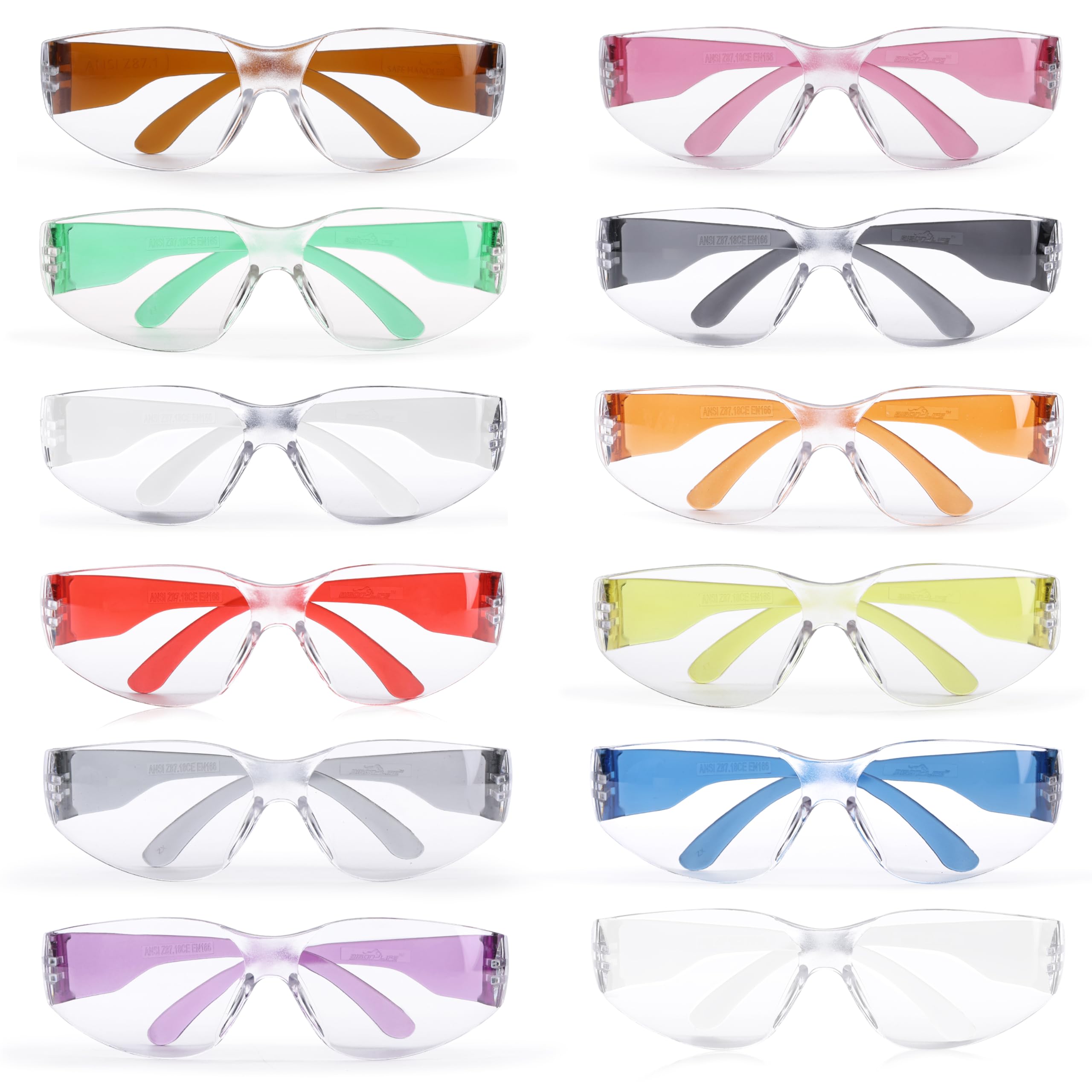 SAFE HANDLER Hyline Anti-Fog Color Safety Glasses Variety, Impact Resistant, Polycarbonate, Anti-Scratch