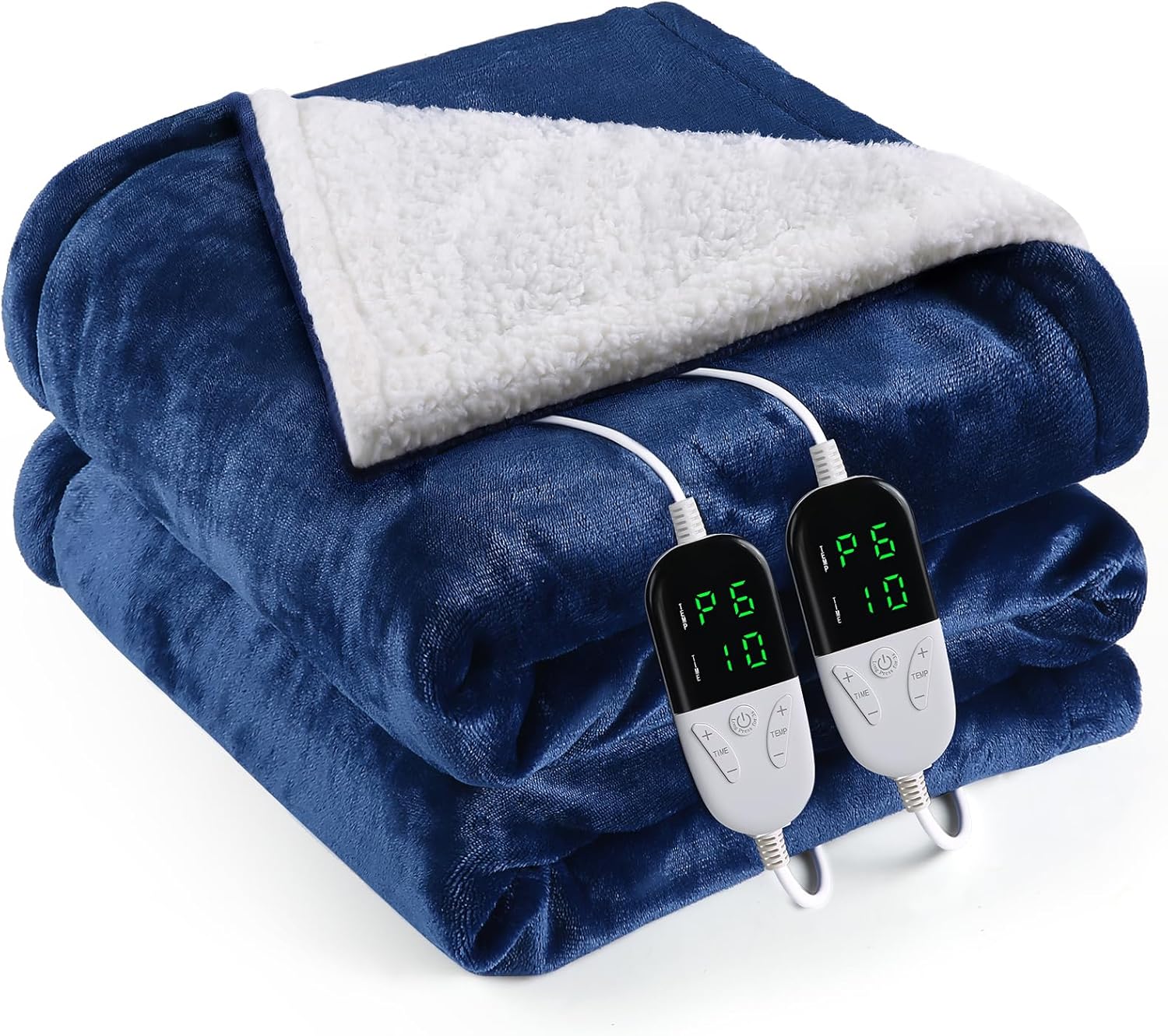 Heated Blanket Electric Queen Size 84"X90",Electric Blanket with 6 Heat Settings & 1-10 Hours Time Settings Auto-Off,Machine Washable Heating Blanket for Home and Office (Blue) Blue Queen 84''*90''