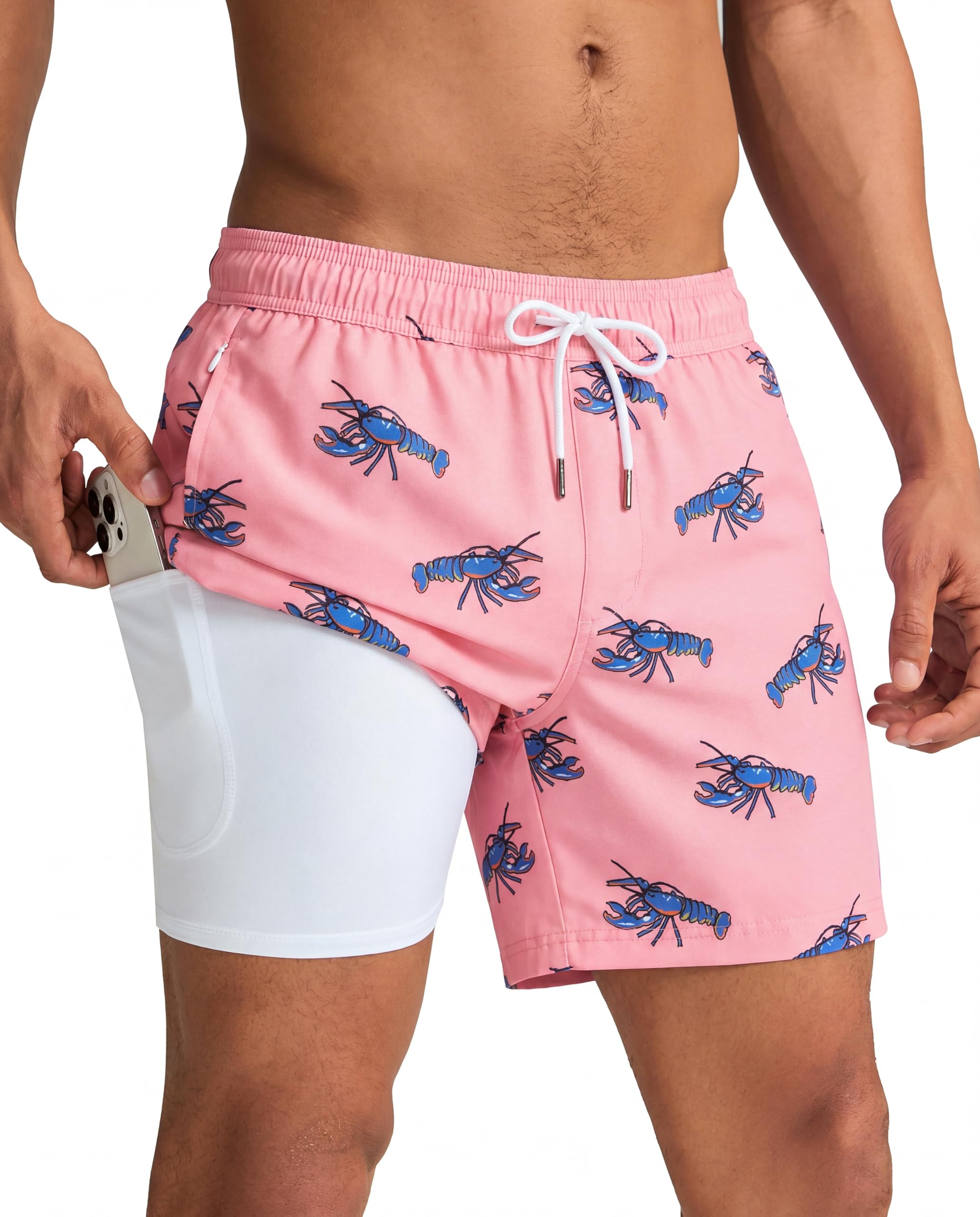 maamgic Mens Swim Trunks with Compression Liner 5 Inch Quick Dry for Beach
