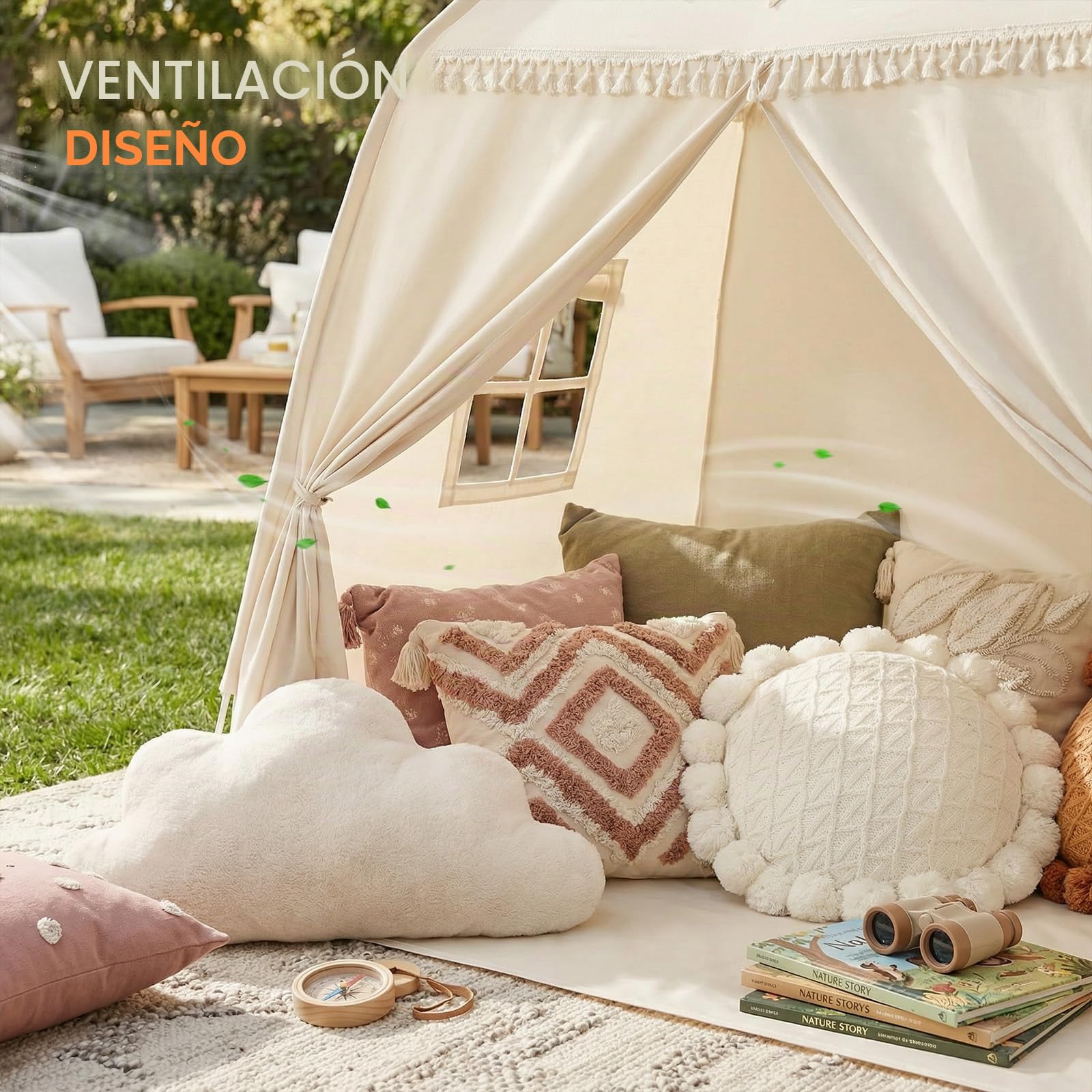 Sumbababy Tienda Grande para Niños: Tienda de Campaña para Niños, Interior, Niños Pequeños, Tipi para Niños y Niñas, Casa de Juegos, Interior, Toldo, Cama para Sala de Juegos, Regalo