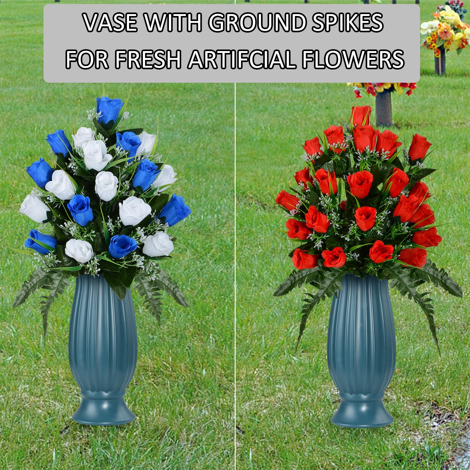 Vase Pour Pierre Tombale - Support Pour Fleurs Fraîches Ou Artificielles (Argenté)