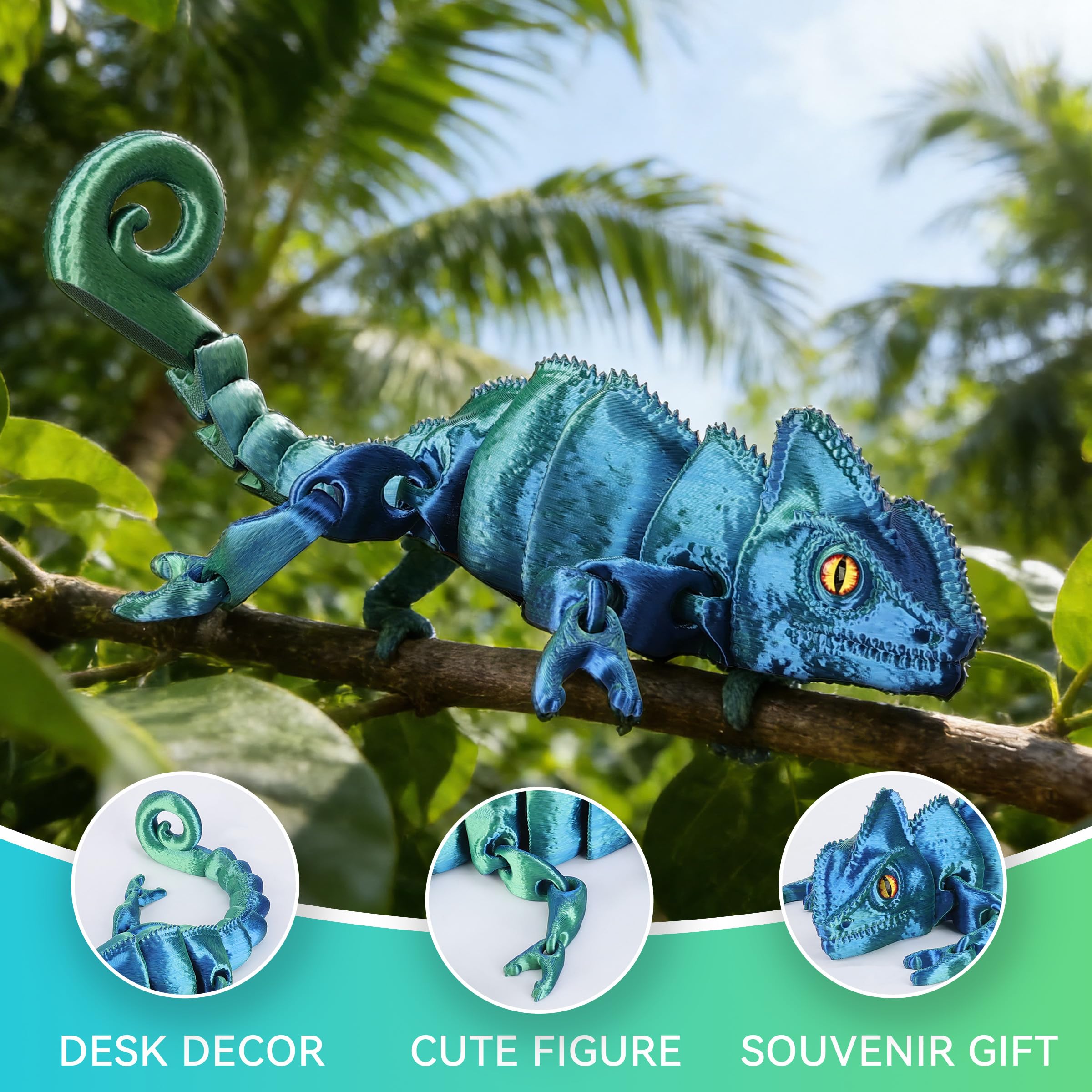 Yipintang Large Fully Articulated 3D Printed Chameleon Figurine