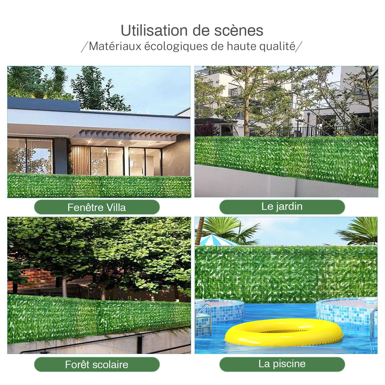 Valla de privacidad artificial de 1,5 x 5 m, seto de hojas verdes para balcón al aire libre, barrera de privacidad de vid artificial, decoración duradera de jardín, resistente a los rayos UV, fácil