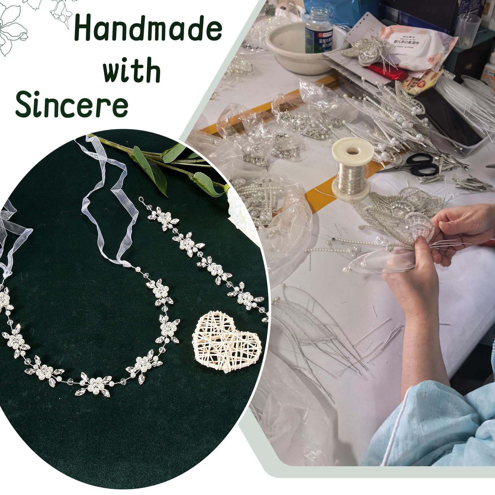 Coroncina Comunione Bambina, Fasce Capelli per Bambina in Fiore e Damigella, Coroncinas Fiori per Capelli con Perle, Accessori per Capelli per Comunione e Battesimo, Matrimoni, Compleanni e Feste