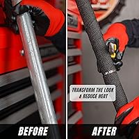 Vista 7 de SunplusTrade Rollo de envoltura térmica de escape negro de 2" x 50' para motocicleta, cinta de protección térmica de fibra de vidrio con lazos