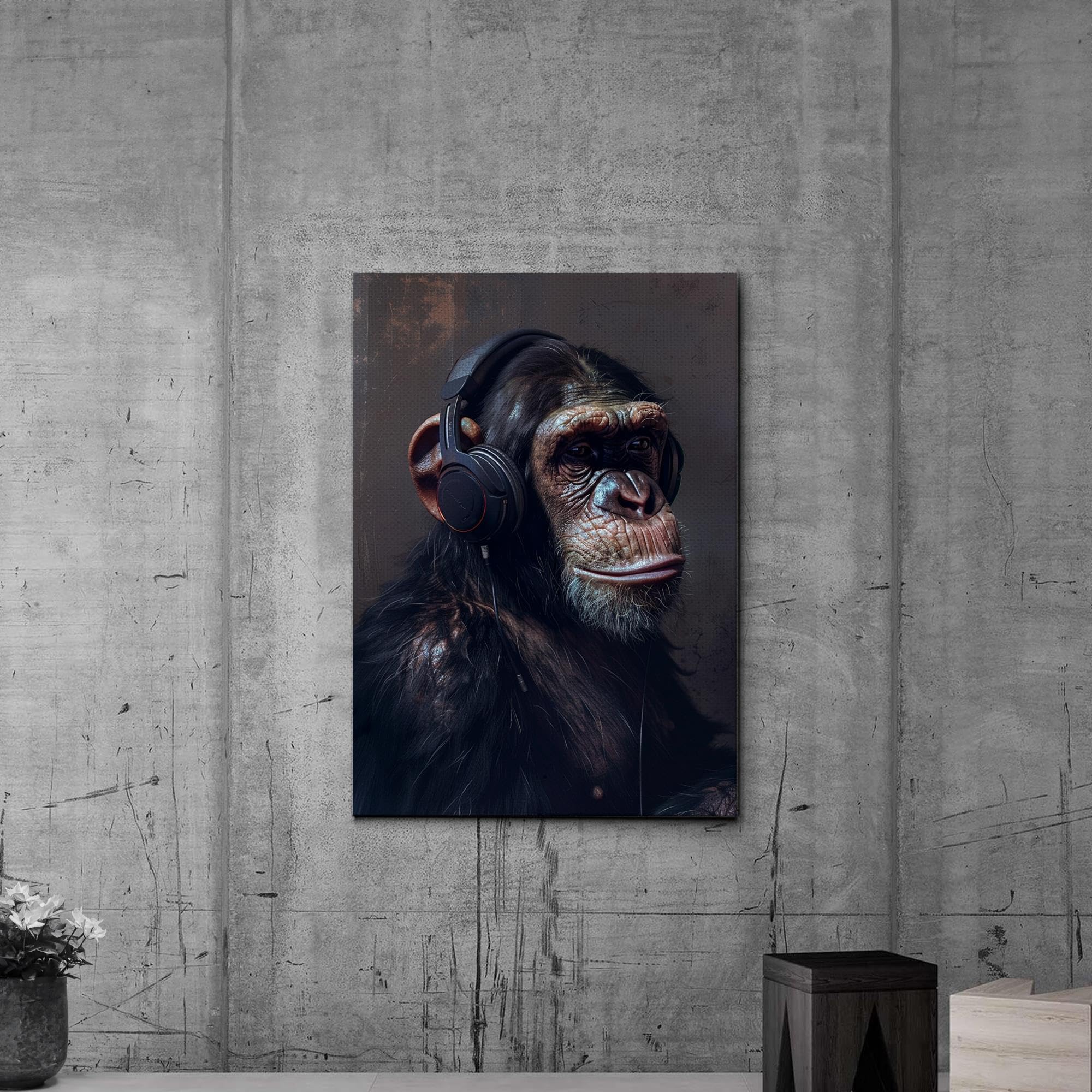 Amazon.com: Gorilla Chimp Canvas Wall Art, Headphones Chimp