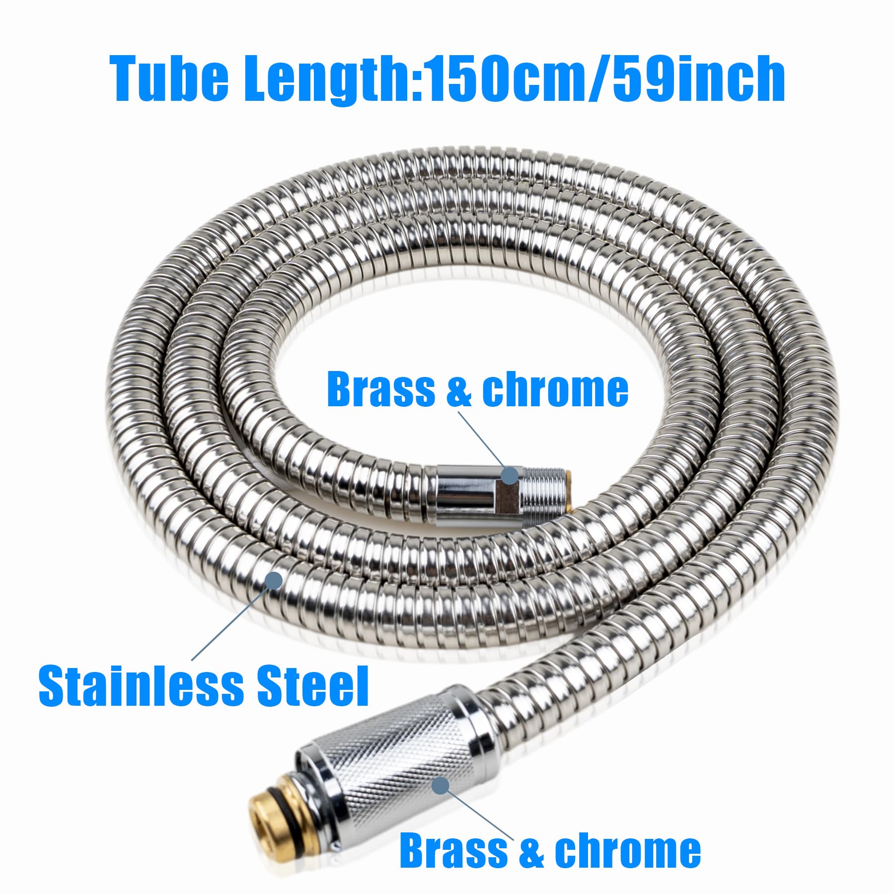 46092000 Küchenarmaturschlauch Ersatzteile, herausziehbarer Sprüh-Ersatzschlauch für GROHE 46092000 LadyLux Schlauch, 15 mm x ½ x 1500 Zoll, Chrom