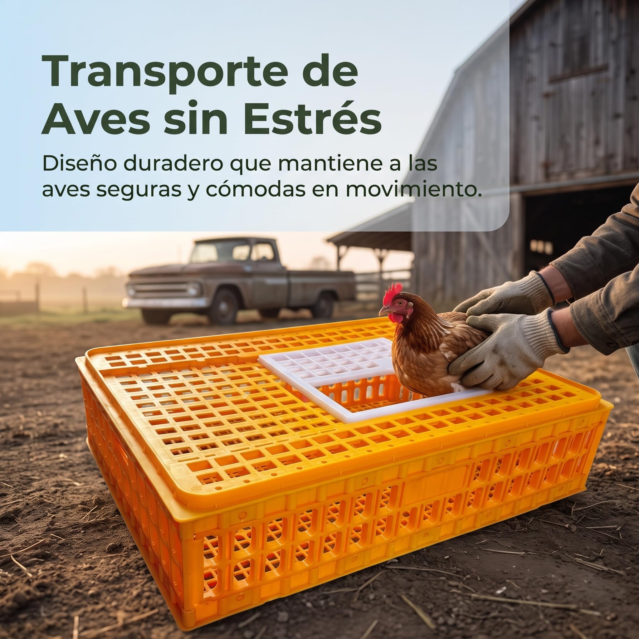 Jaula Transporte Aves Conejo, Caja plástico para Pollos, s y s, Amarillo