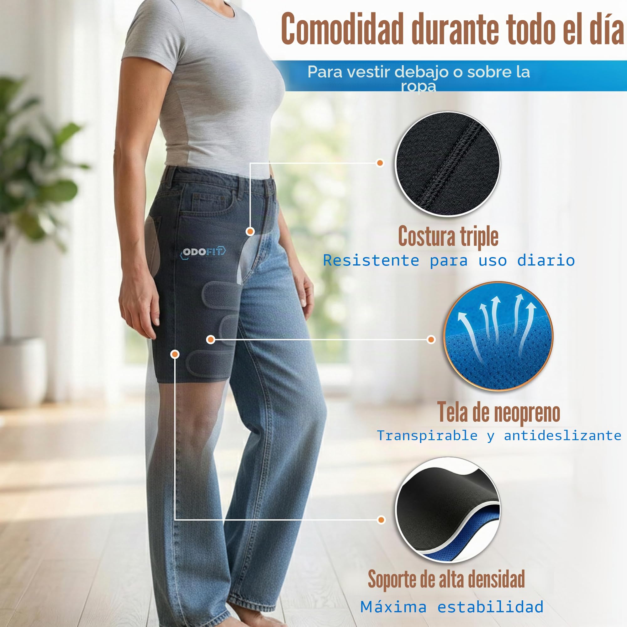 Soporte de cadera 5 en 1 para mujeres y hombres, dispositivos de alivio del dolor de ciática, ingle ajustable, envoltura de compresión flexible de cadera para un apoyo cómodo para muslos