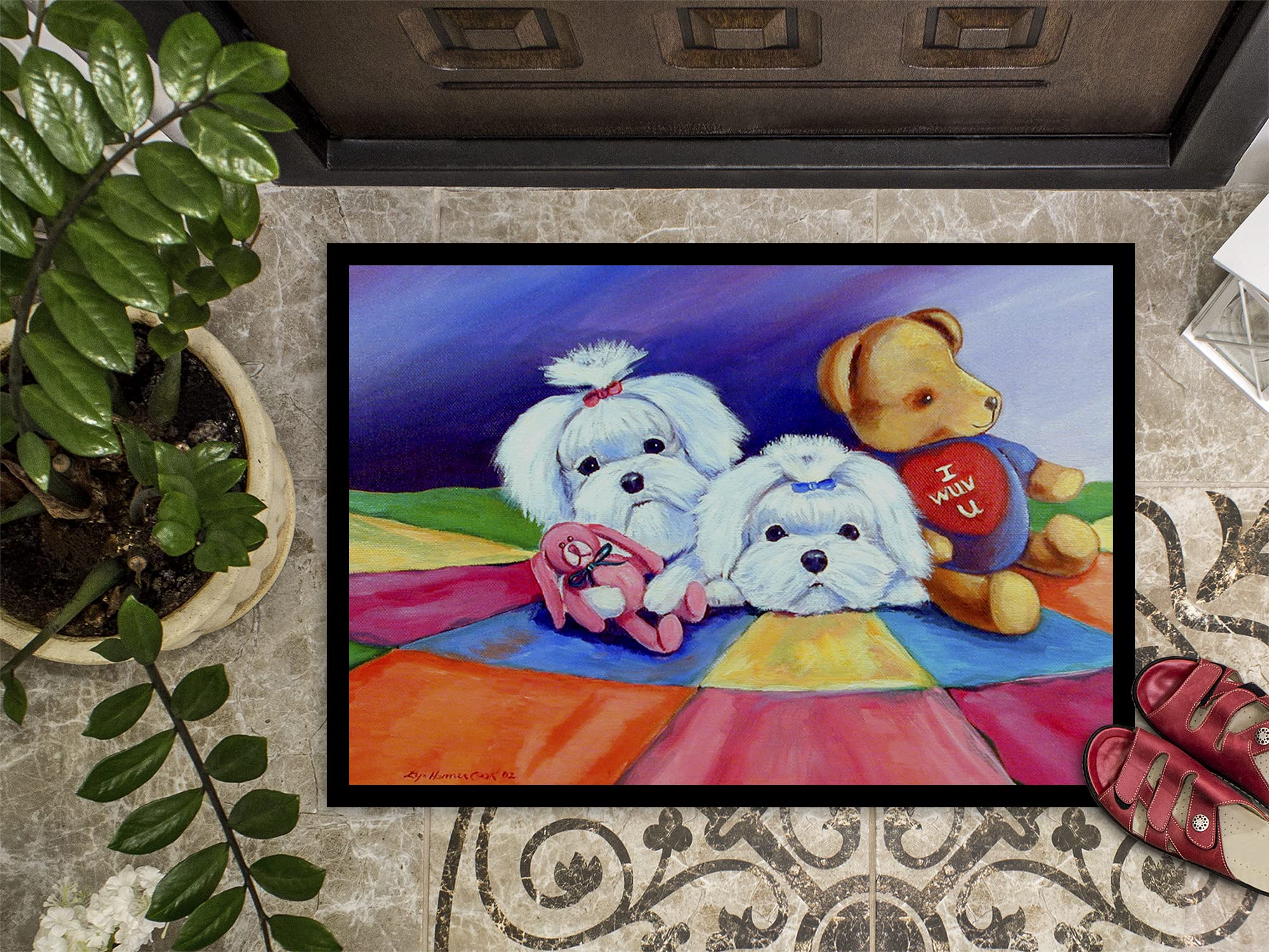 Caroline's Treasures 7515JMAT Maltesische Fußmatte für drinnen und draußen, 61 x 91,4 cm, Mehrfarbig