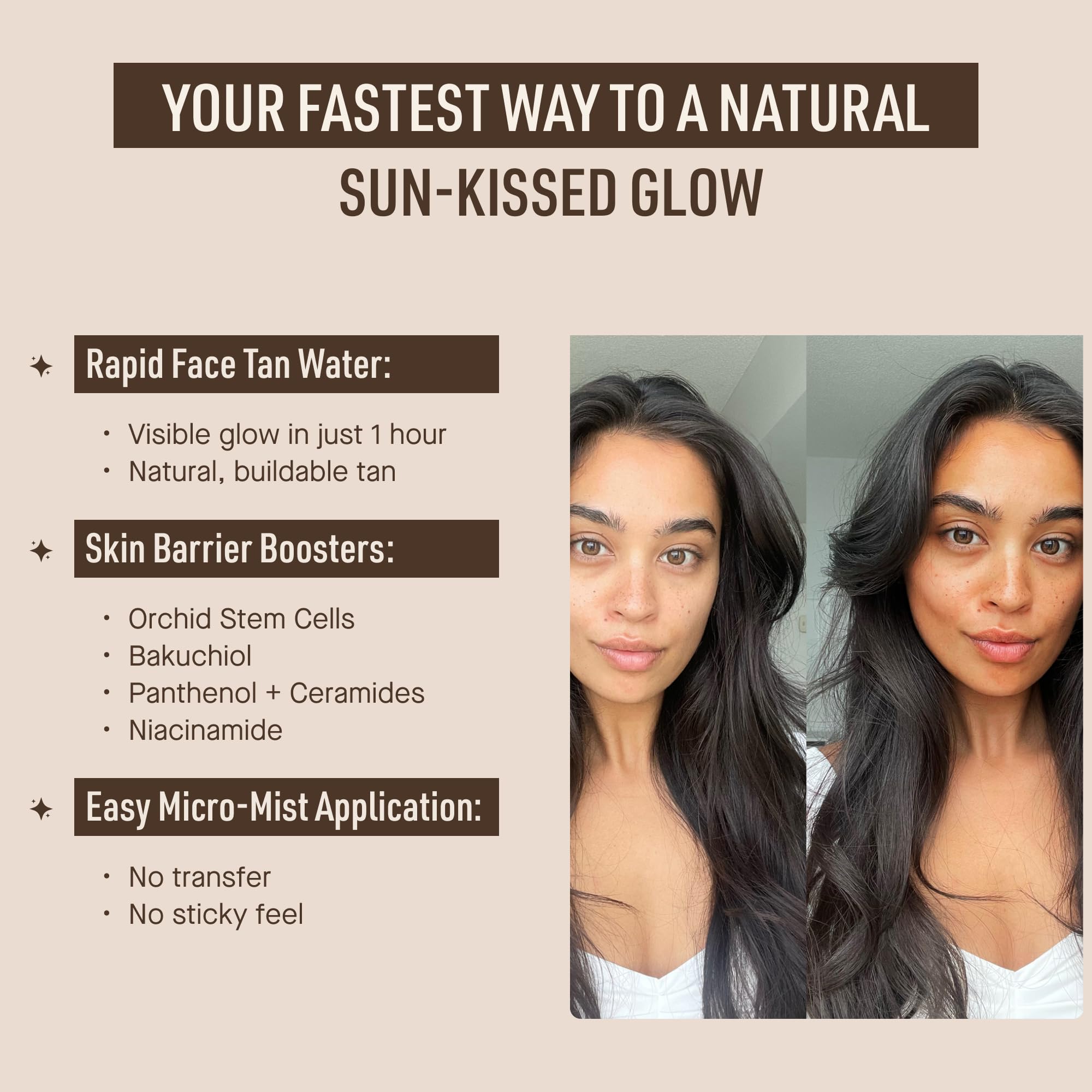 Nuda Canada Nuda CloudMist Express Bronzer do twarzy, niekomedogenna i nieprzepuszczalna mgiełka do twarzy, samoopalacz nawilżający w zestawie