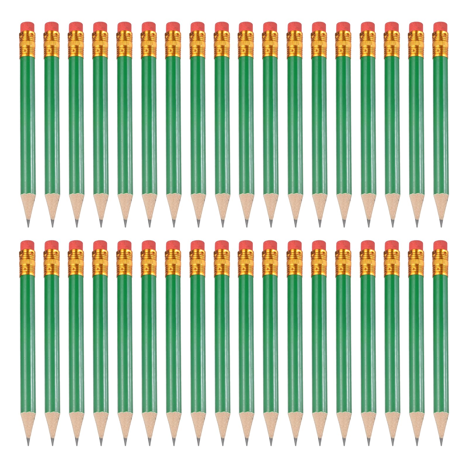 PATIKIL 36 Pack HB Pencils, 10cm Short Wood Graphite Pencils Thick Portable Golf Scoring Mini Pre Sharpened Erasable Pen with Eraser Bulk for Sport Games Meeting Office Writing, Green
