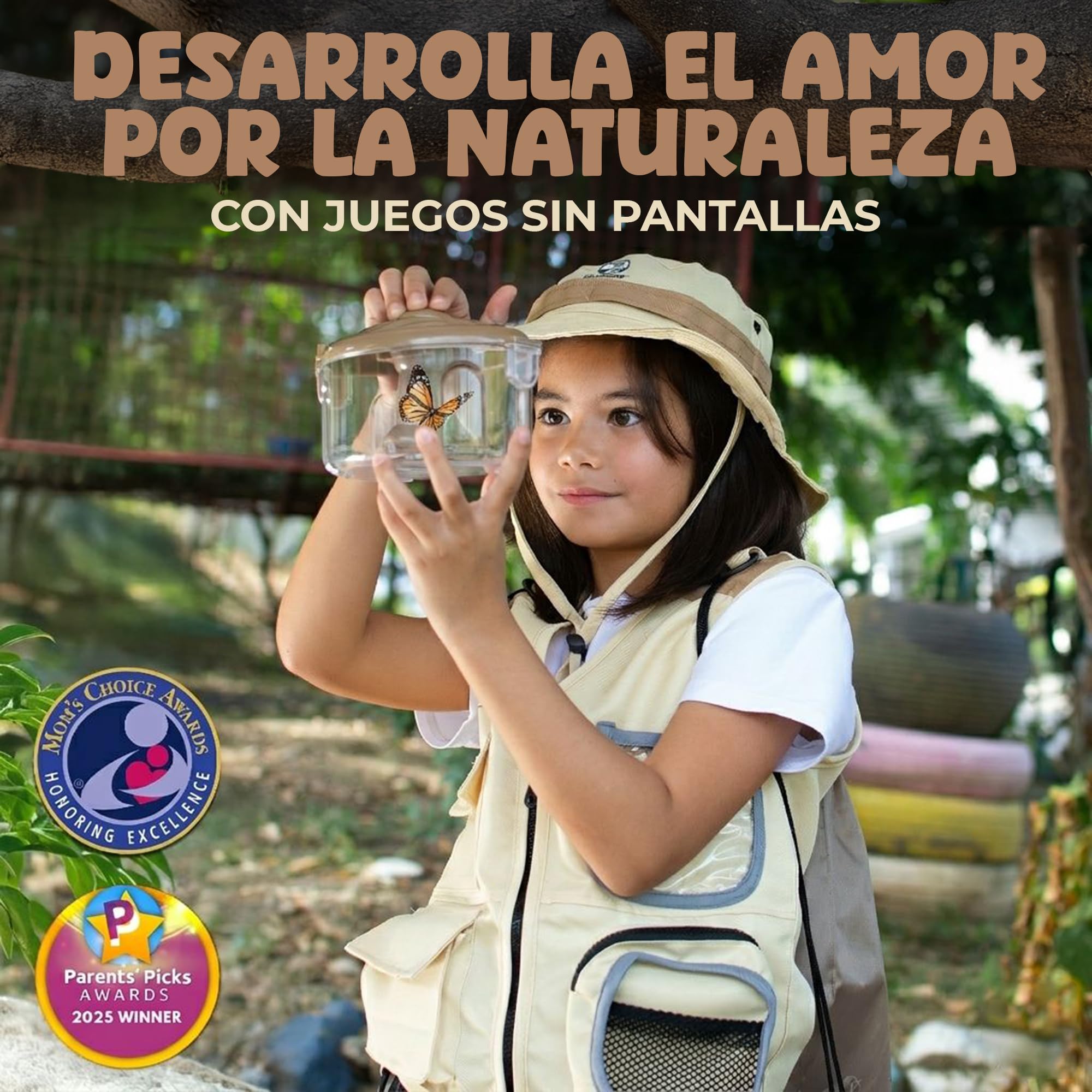 Kit Explorador Niños - Disfraz Explorador Niño y Niña con Chaleco, Gorro, Prismaticos Niños, Lupa, Brujula, Cazamariposas, Atrapa Insectos Niños - Juegos Exterior Niños de 3 a 7 Años (Medium)