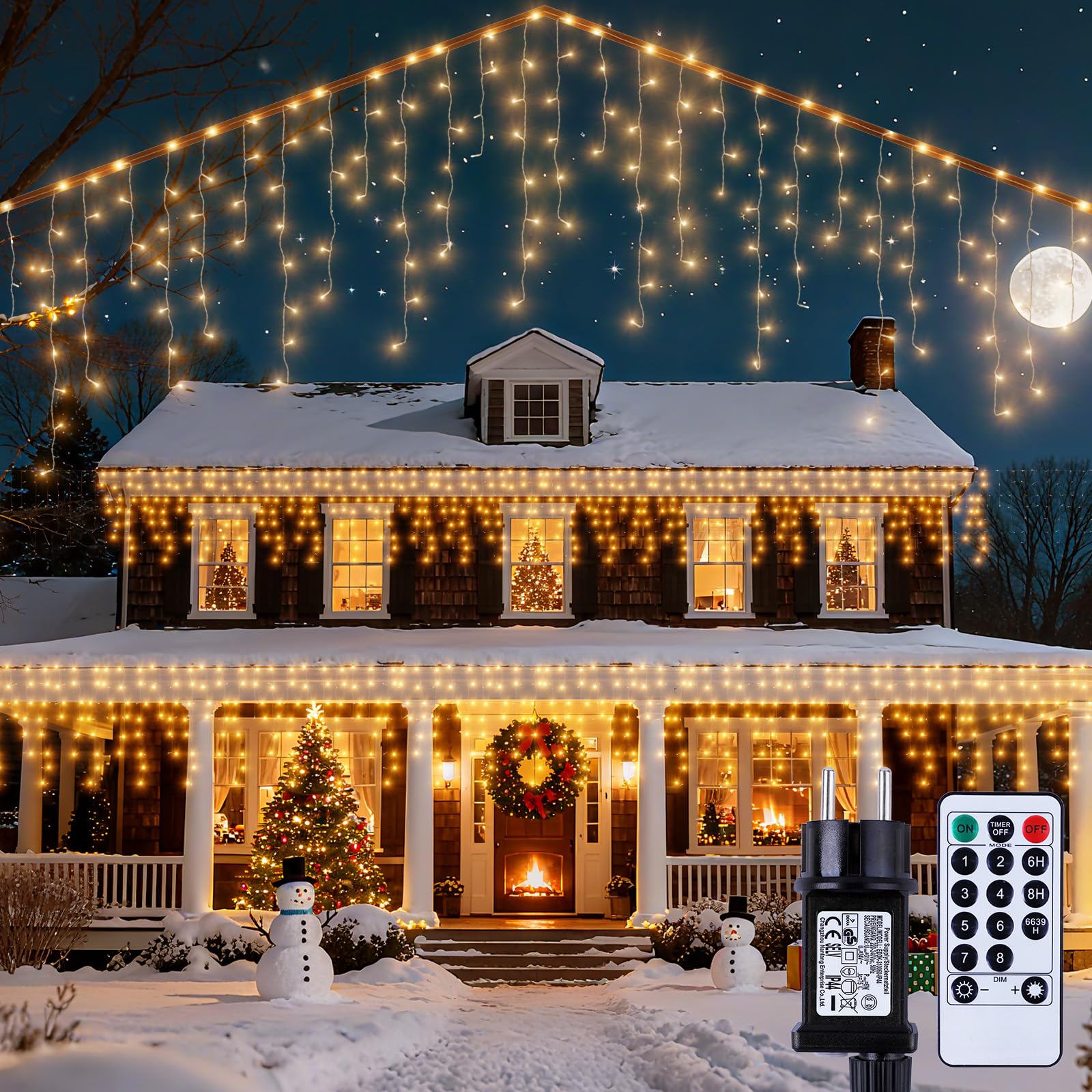 Luci Natale Esterno Cascata, 15M 594 LED Luci Natalizie per Esterno, 8 Modalità Tenda Luminosa Natale Esterno IP44, Luci Natale per Esterno, Interno, Decorazioni Casa, Balcone, Giardino