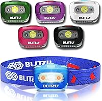 Vista 12 de BLITZU - Linterna LED de minero, para adultos y niños – Impermeable y súper brillante, lámpara CREE con luz roja, cómoda diadema perfecta para Camo