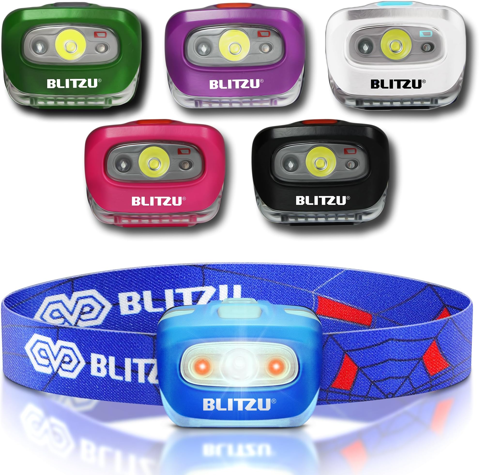 i2 Waterproof LED Headlamp with Red Light, Sapphire Blue