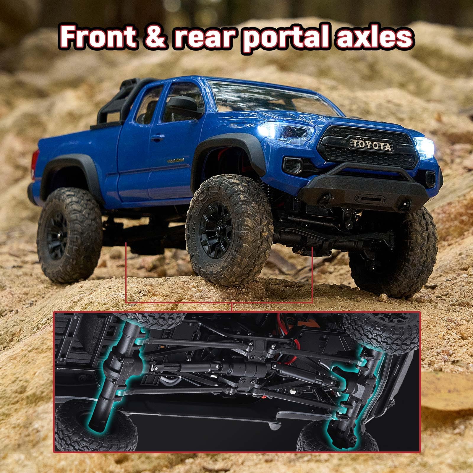 BEEZRC FMS 1/24 RC Crawler FCX24M Tacoma Toyota - Camión de roca 4WD Off-Road RC Rock, transmisión de 2 velocidades, coche de control remoto de grado hobby para adultos, RTR gris