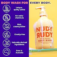 Vista 2 de Nudy Rudy Hunny Bunny - Paquete de 2 unidades de jabón líquido con barra de jabón adicional, aloe vera y vitamina E, gel de ducha hidratante y gel
