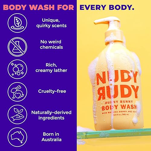 Miniatura 2 de Nudy Rudy Hunny Bunny - Paquete de 2 unidades de jabón líquido con barra de jabón adicional, aloe vera y vitamina E, gel de ducha hidratante y gel