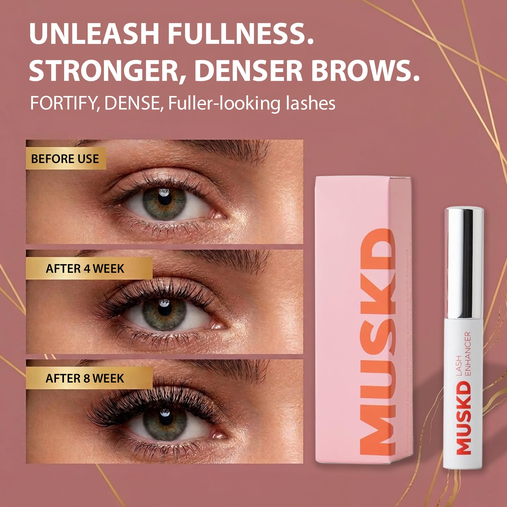 MUSKD Eyelash Growth Serum - Lash Enhancer for Longer, Thicker