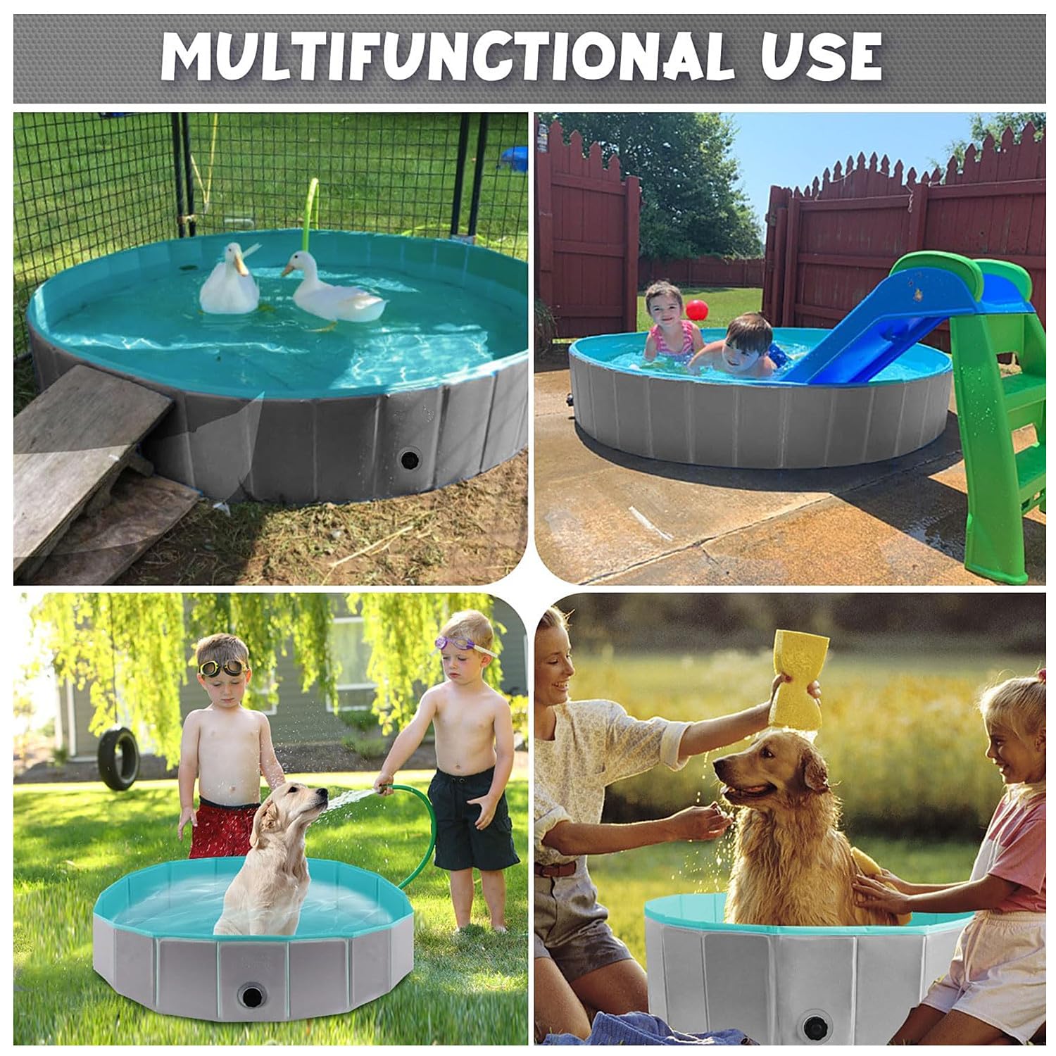 80 x 20 cm, piscina pieghevole per cani, piscina per cani grandi e piccoli, piscina per animali domestici, piscina per cani, piscina pieghevole in PVC, bacino per cani (verde)
