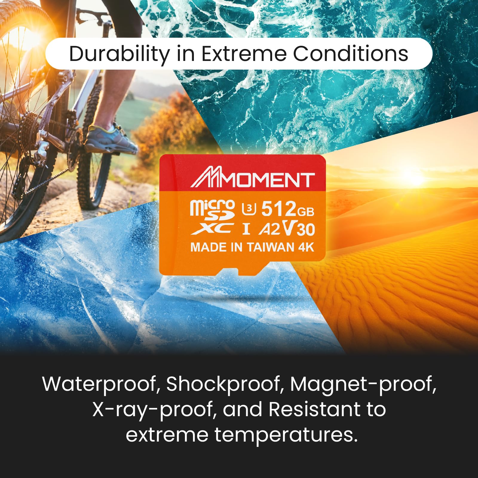 MMOMENT Tarjeta Micro SD de 512 GB, MM23 microSDXC, A2 U3 V30, 160 MB/s, UHS-I | Para video 4K, cámaras de acción y drones, hasta 160 MB/s de lectura y 120 MB/s de escritura, adaptador SD incluido