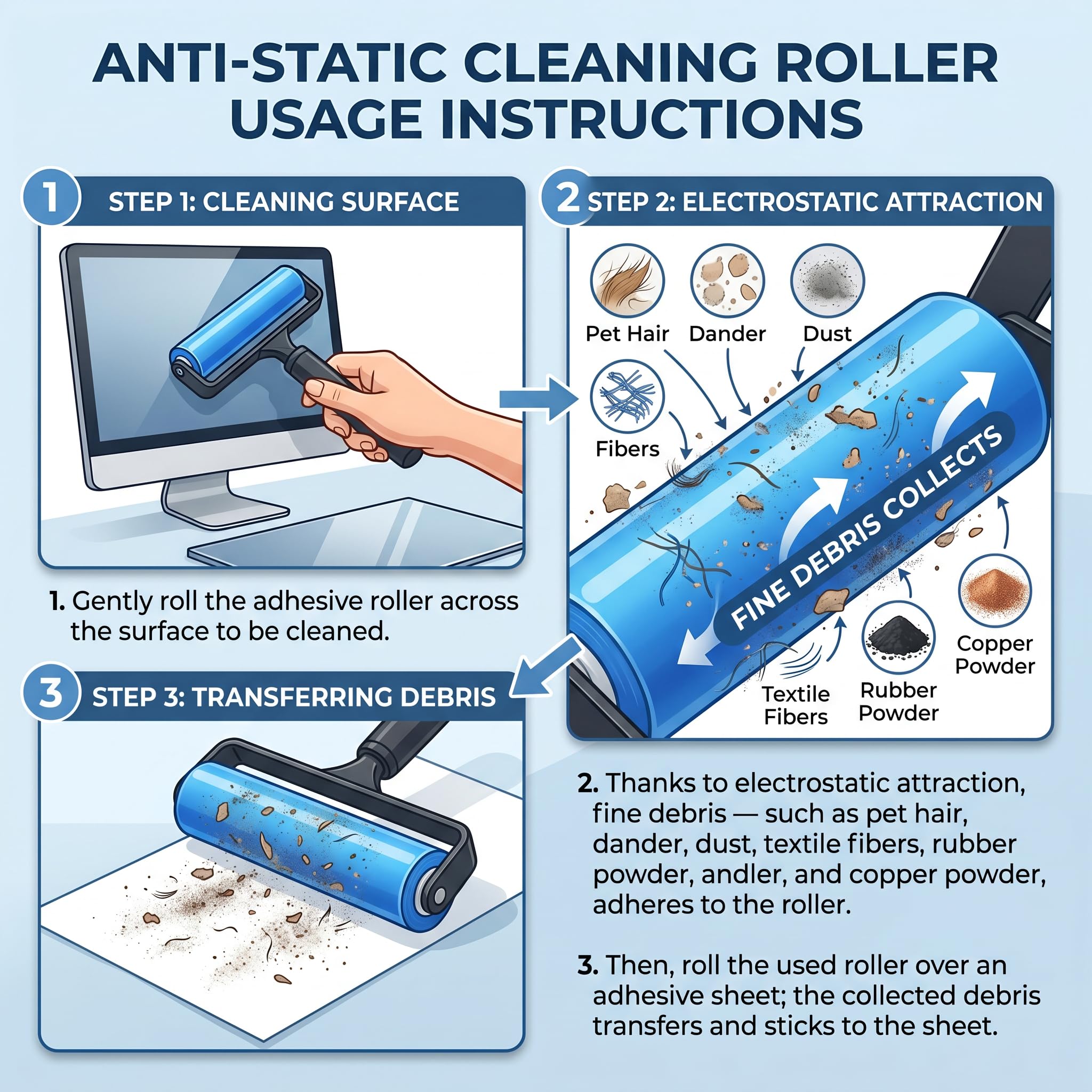 12 Inch Silicone Manual Roller Anti-Static Cleaner Tool,Unde -6
