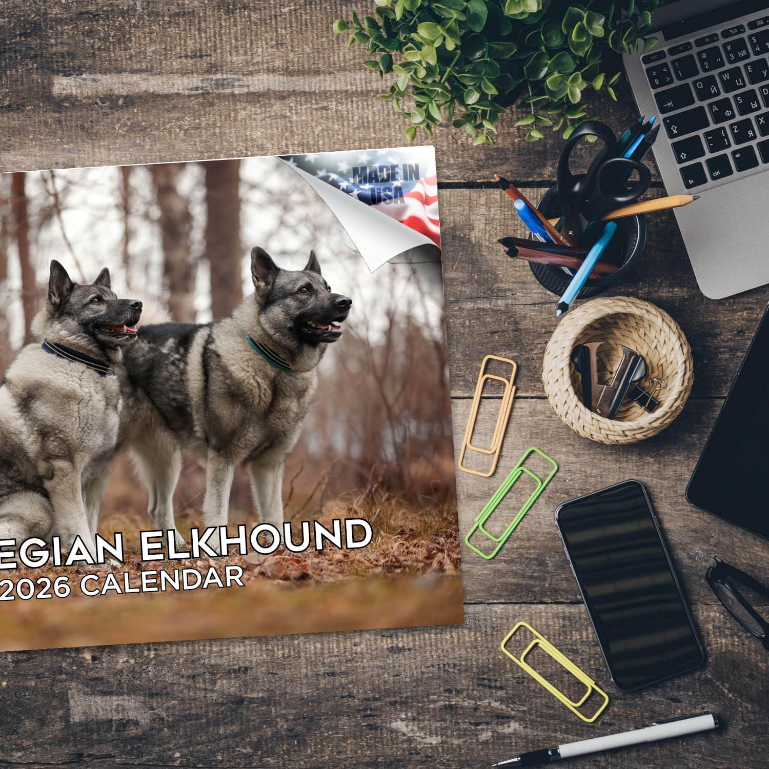 Calendario 2024 2025 Noruego de Elkhound – Calendario mensual de pared de raza de perro – 12 x 18 pulgadas abierto – Papel grueso que no se corre – Regalo – Planificador académico para profesores,