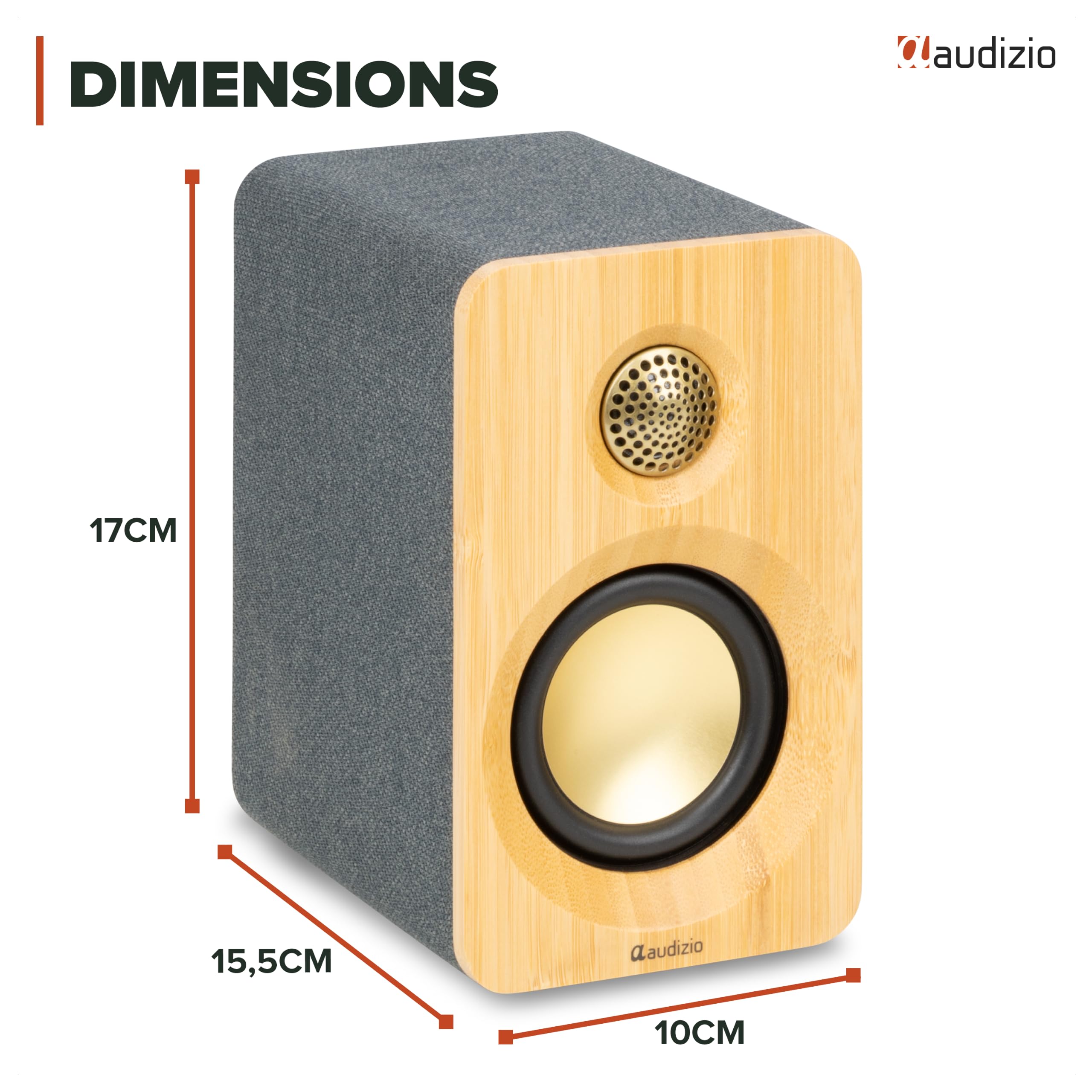 Audizio KS16 Enceintes PC Actives Bluetooth USB-C 100W Bambou