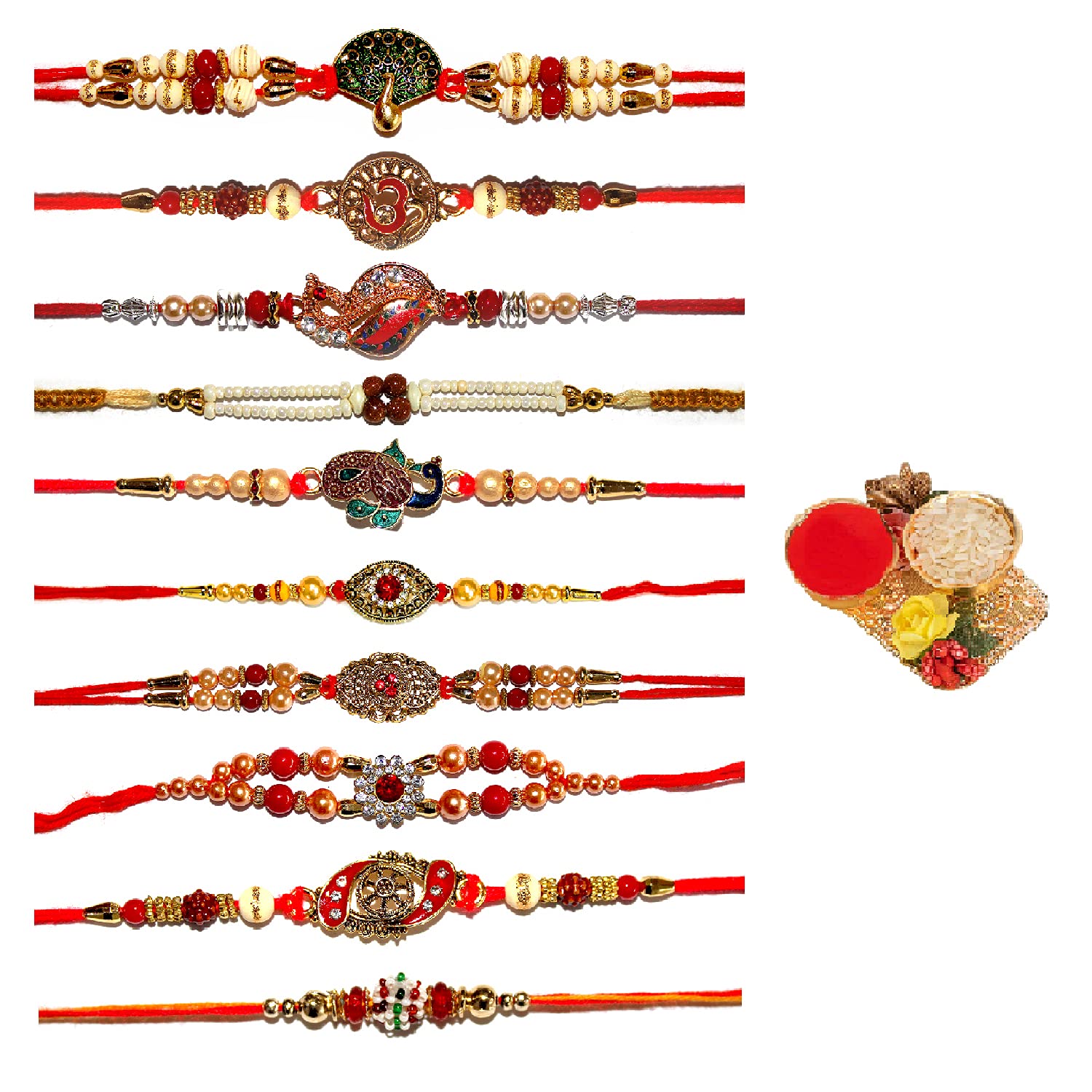 BANDHAN- Rakhi For Brother | Peacock Designer Rakhi | Bracelet Rakhi | Stone Diamond Rakhi | Rakhi Combos for Little Small Bro, Brother, Bhai/Bhaiya (10 piece Combo set) RB488 (B097Q35X29) Amazon Price History, Amazon Price Tracker