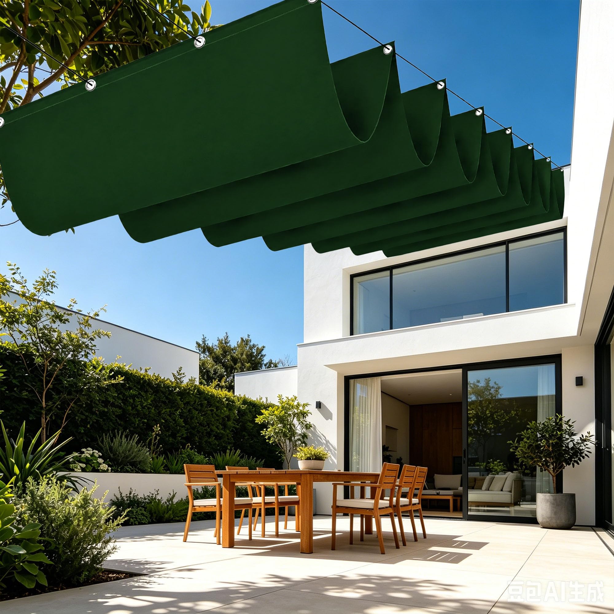 Voile Ombrage Rétractable Vague contre soleil et pluie terrasse jardin 2x3.4m