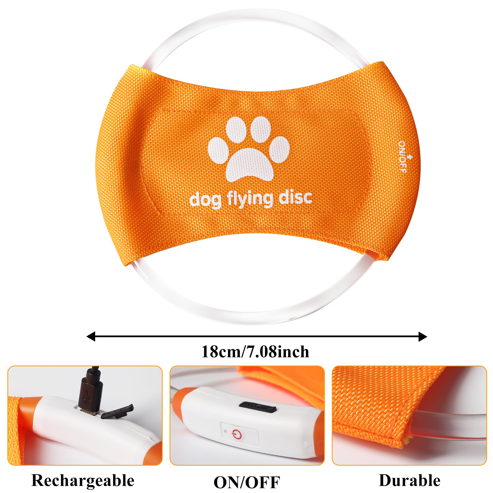 Ensemble collier lumineux pour chien et frisbee – 3 modes de couleur réglable + frisbee phosphorescent, jouet de dressage réutilisable pour chiens de petite, moyenne et grande taille