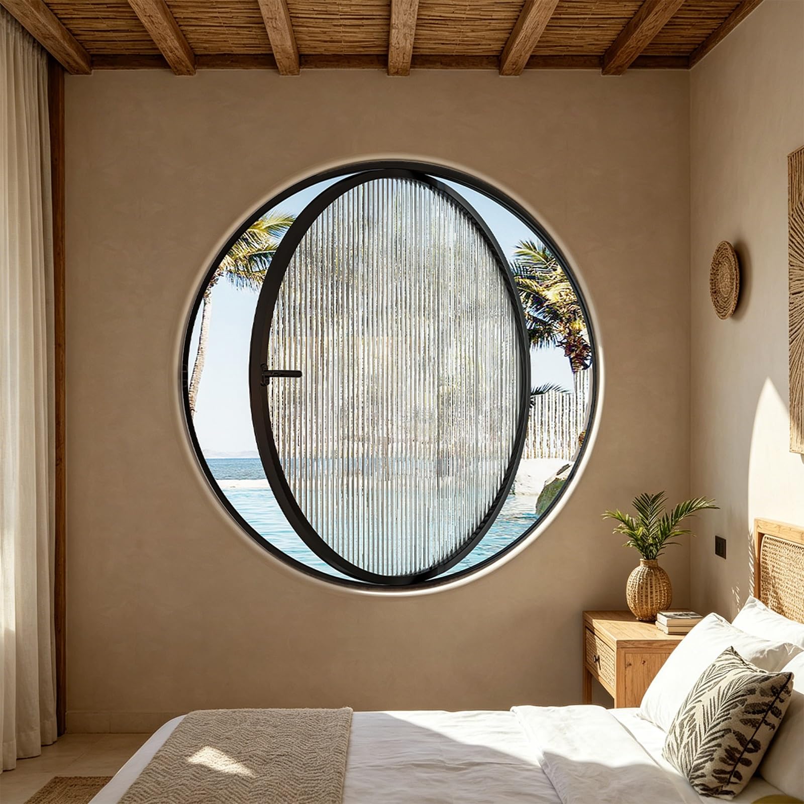 Fenêtre pivotante 360° en verre trempé avec poignée pour optimiser l'aération de la maison