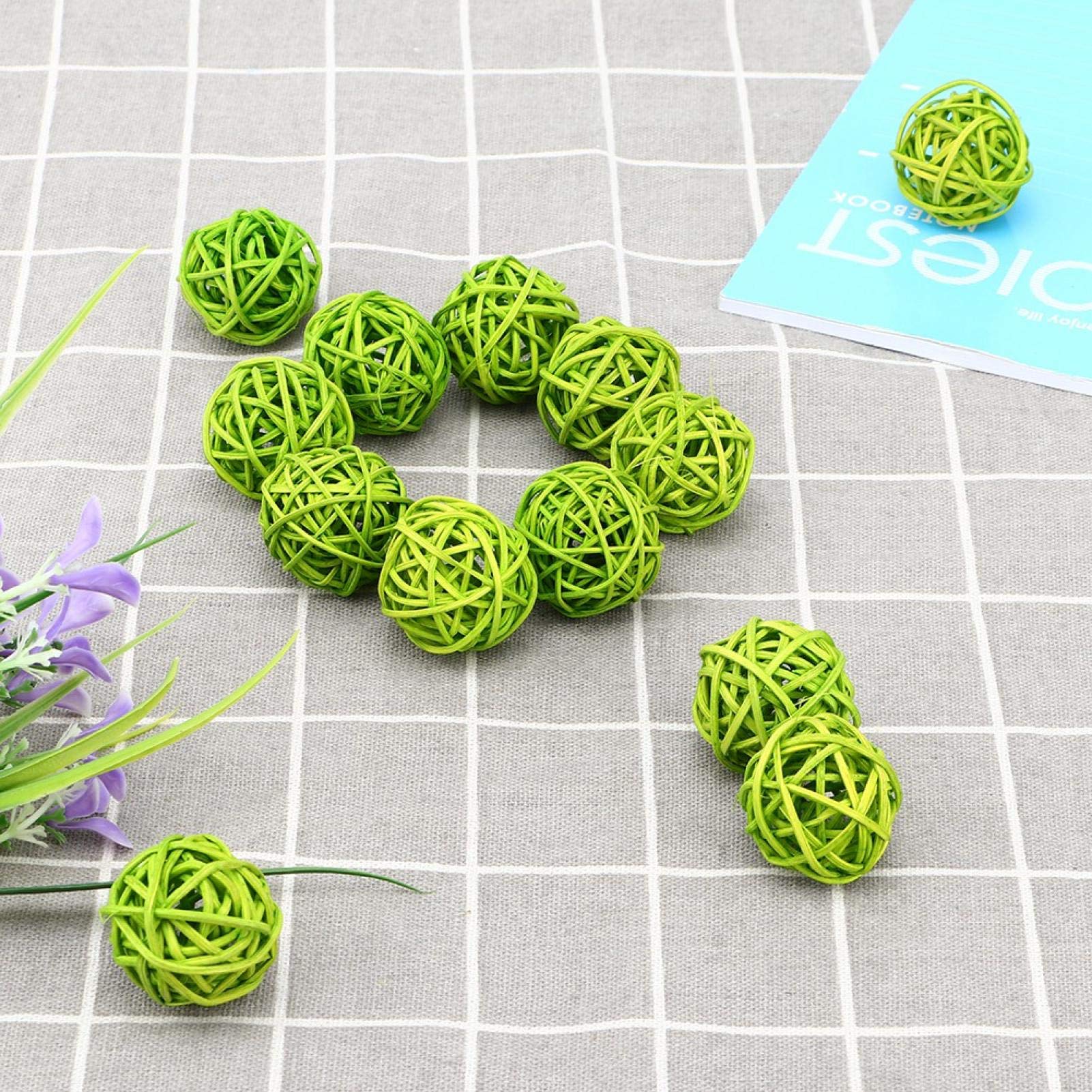 Joyzan 20pcs décoration de Boules de rotin en Osier, remplisseurs de Vase orbes décoratifs Bricolage pour Mariage, noël, fête, Jardin, 2 Couleurs Disponibles[Vert]