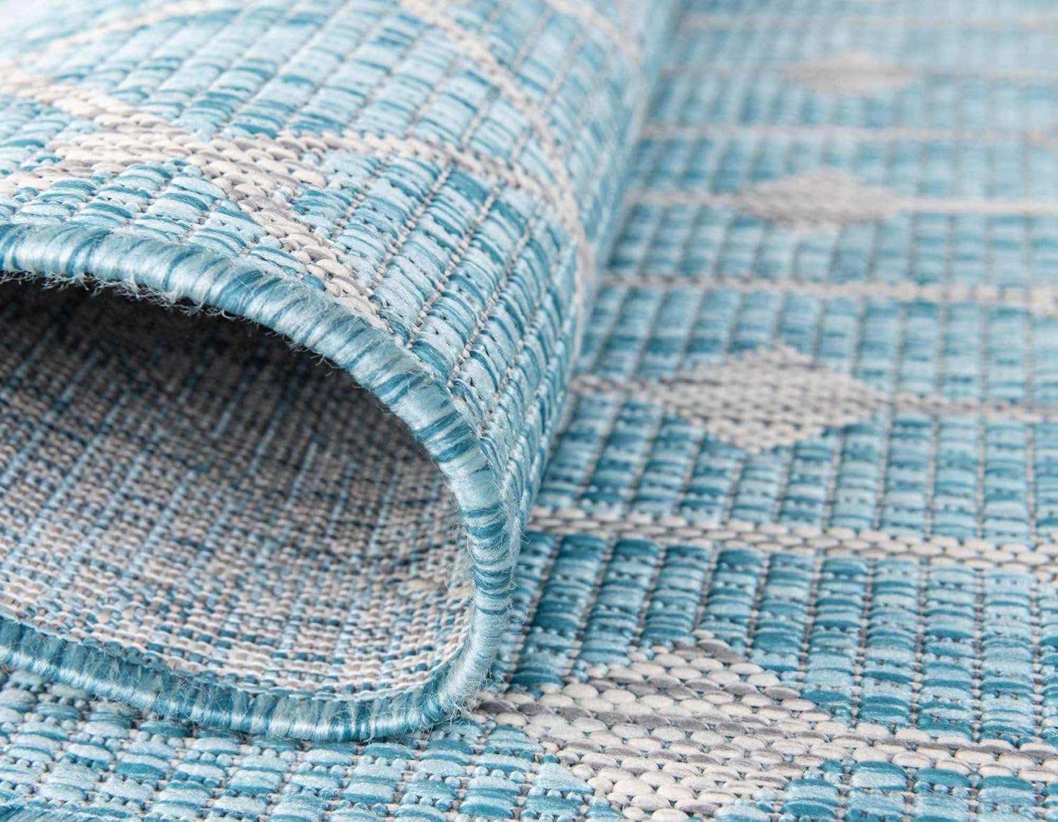 Aqua Trellis Synthetic 7' x 10' Easy Care Outdoor Rug