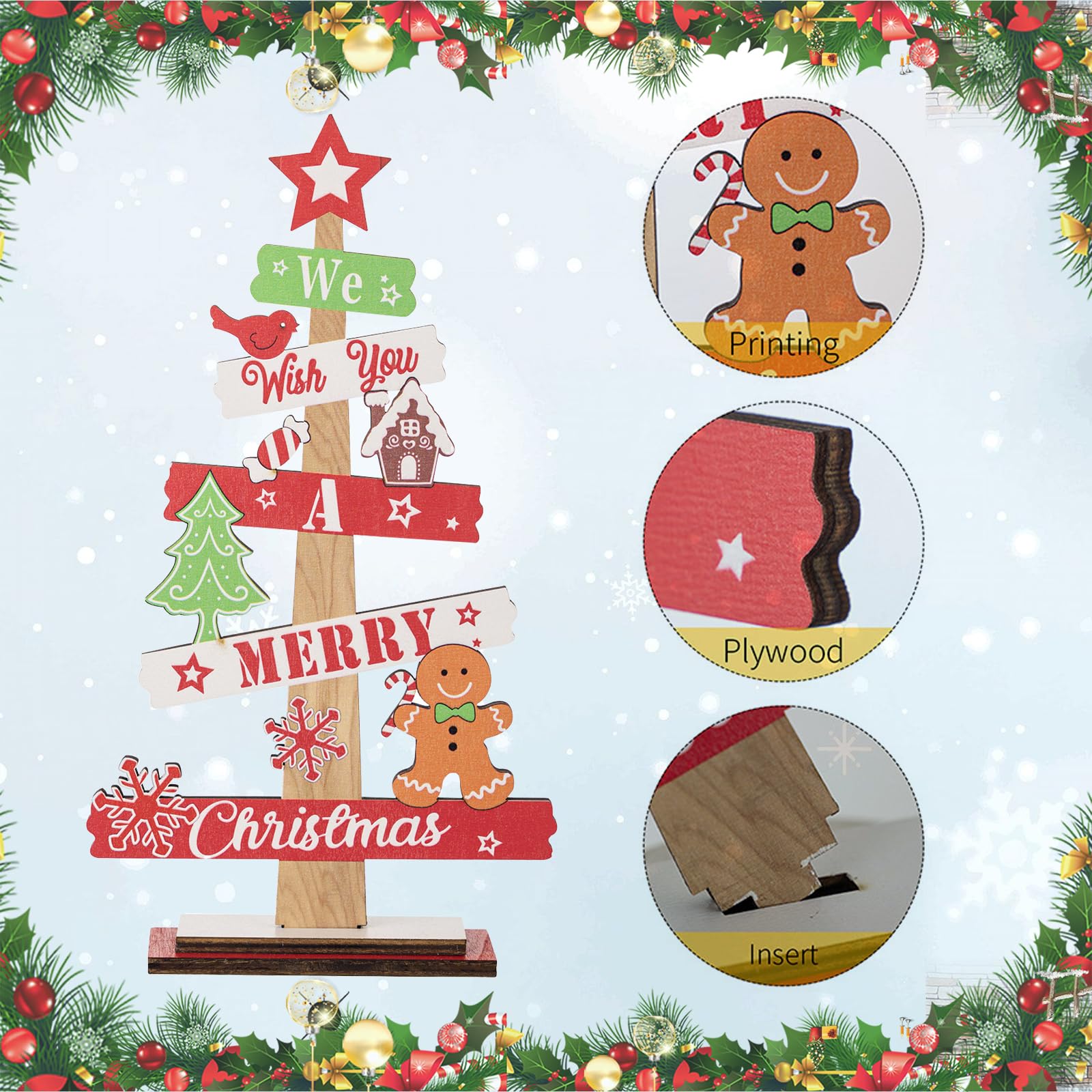 JSTHHTT 2PCS Christmas Table Decorations, Table Sign Xmas, Standing Christmas Tree, Christmas Memorial Ornament - Image 3