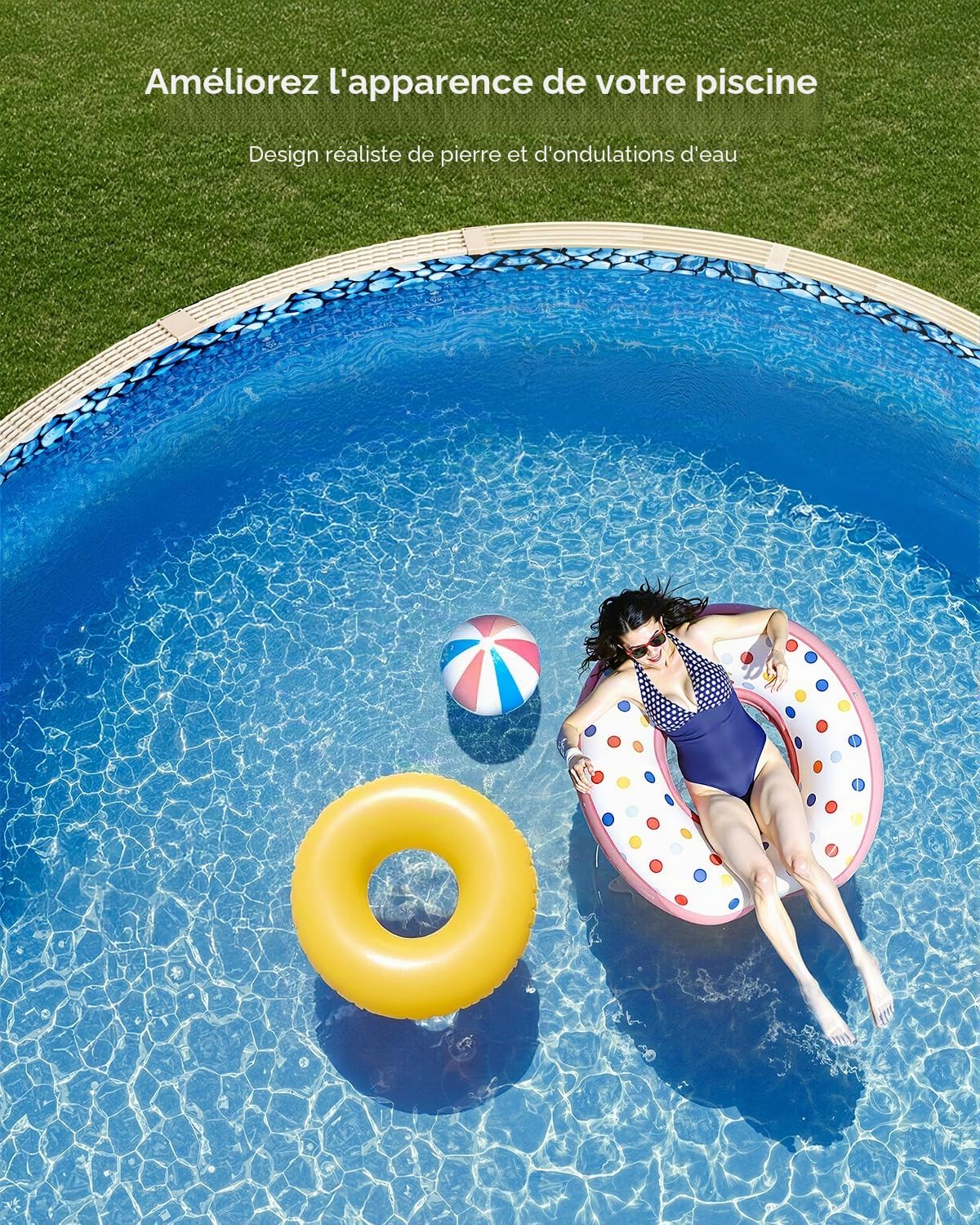VEVOR Revêtement de Piscine Ronde, 732x120 cm, Doublure Durable de Style Duobead en Vinyle Calibre Standard, Résiste à l'usure, Rétention d'eau, pour Piscines Hors Sol à Parois de Hauteur 132 cm