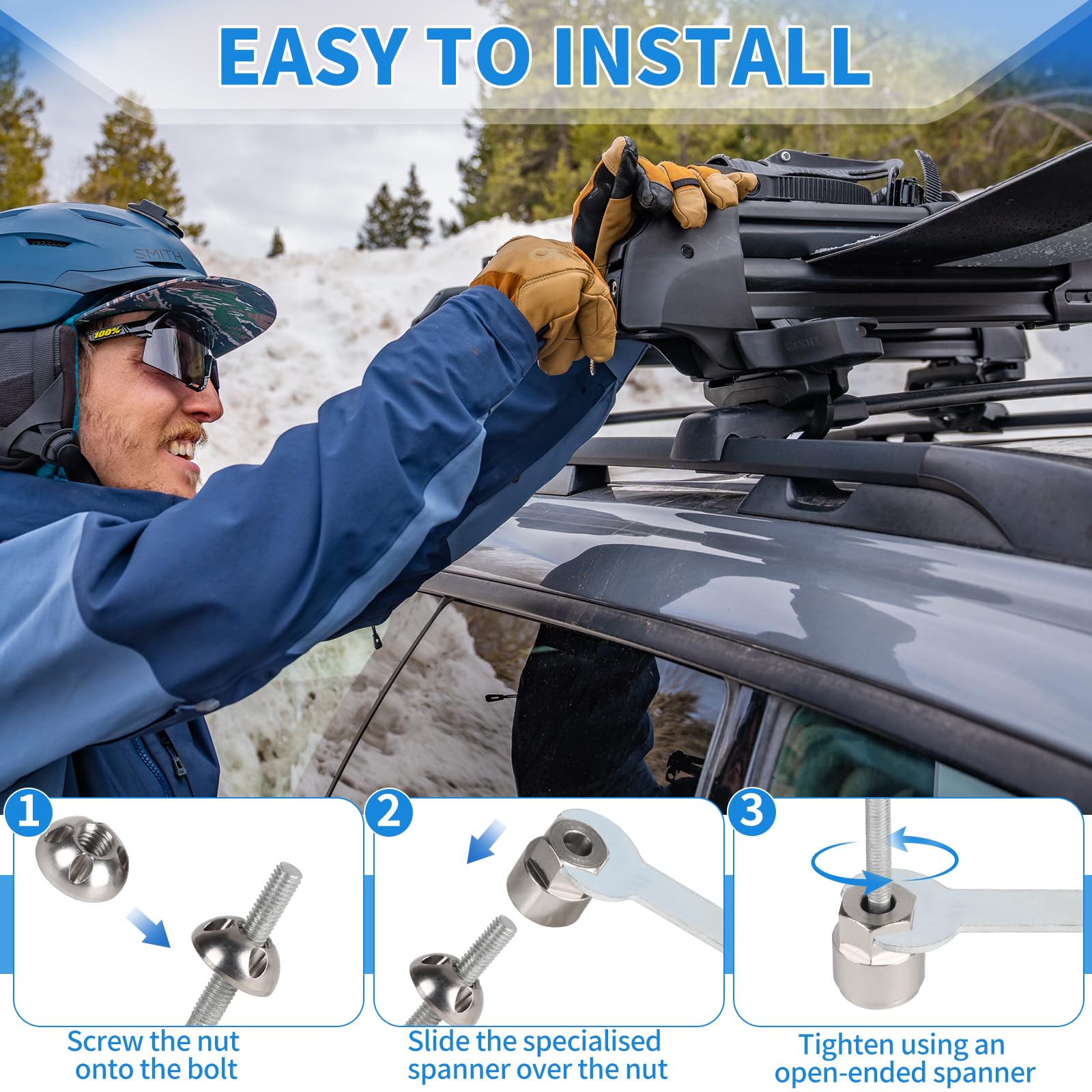 DBREAKS Dado Antifurto M8 4 Fori, Dado di Sicurezza Antifurto in Acciaio Inox (4 Dadi, 1 Noci M6), Dadi di Sicurezza Antifurto per Tenda da Tetto, Portabici, Impianto Solare, per Auto e Casa