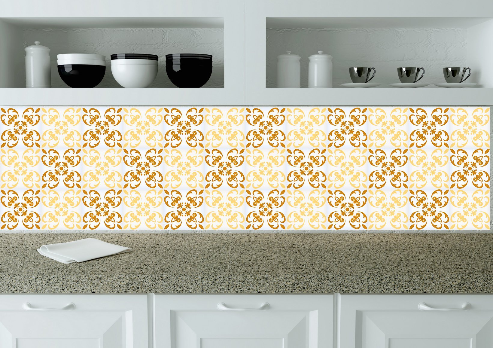 Mi Alma Authentic Spanish Tile Stickers - 24 PC Peel & Stick Set, Mexican Navy Amber - Kitchen & Bathroom Decals