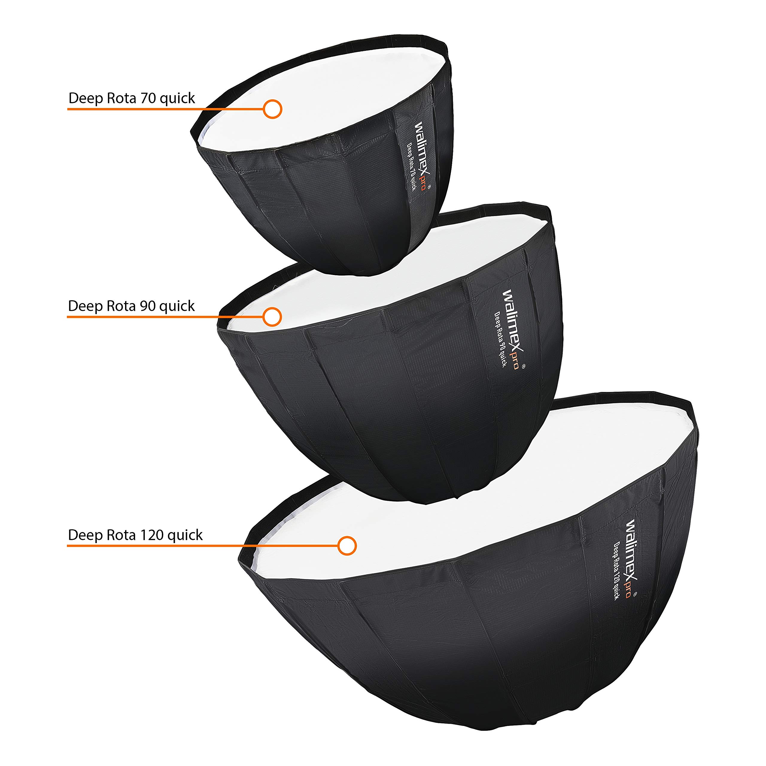 Walimex pro Studio Line Deep Rota Softbox QA90 – Octabox formownik światła, Ø 90 cm, głębokość 71 cm, składany, z kratką, dyfuzor wewnętrzny i zewnętrzny, speedring, do lampy błyskowej