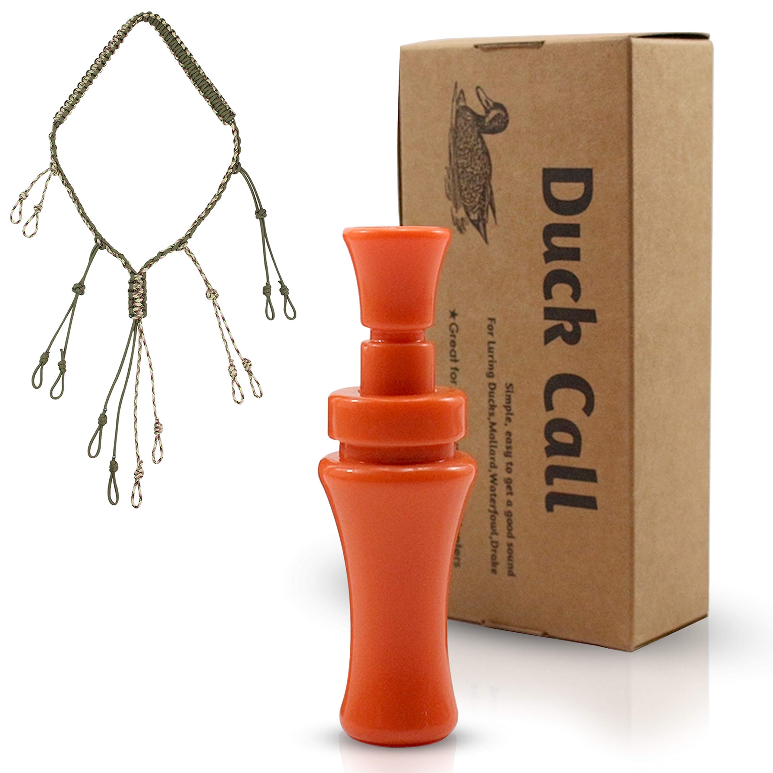 HUNTERSHARP Duck Calls for Hunting with 12-Loop Duck Lanyard Acrylic Single Reed Cool Duck Calls - Duck Calls for Hunting Mallard - Paracord Duck Lanyard- Duck Call with Lanyard - Hunting Lanyard