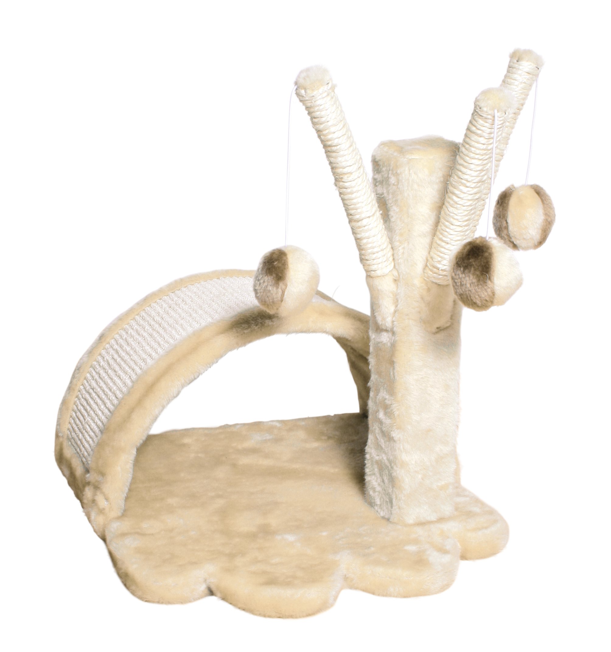 TRIXIE Tavira 15.4-in Cat Tree for Kittens, Sisal Cat Scratcher, Soft Plush-Cover Surfaces, 3 Dangling Cat Toys, Beige